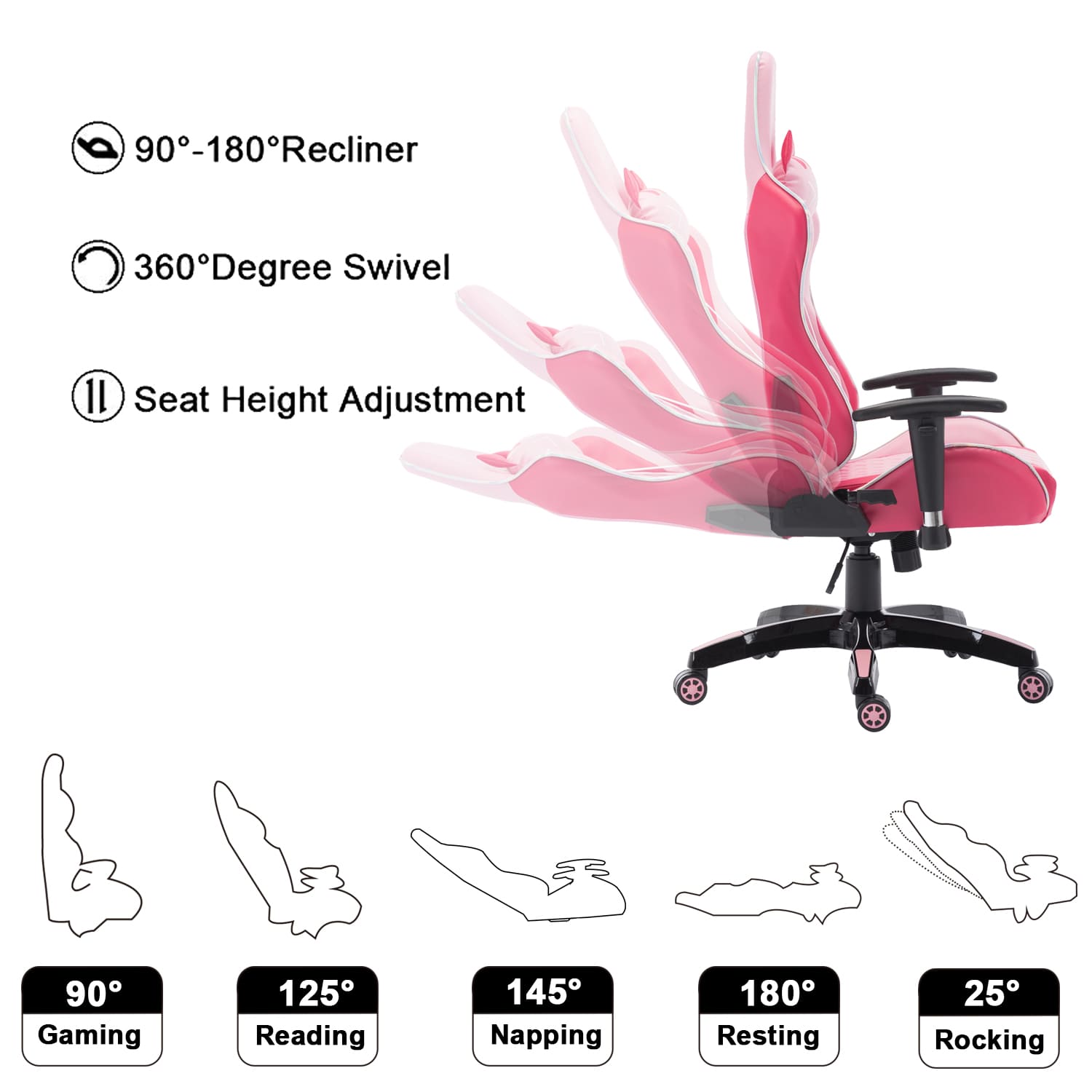 ROCITY Reclining PC Gaming Chair 1 PCS - X148OC