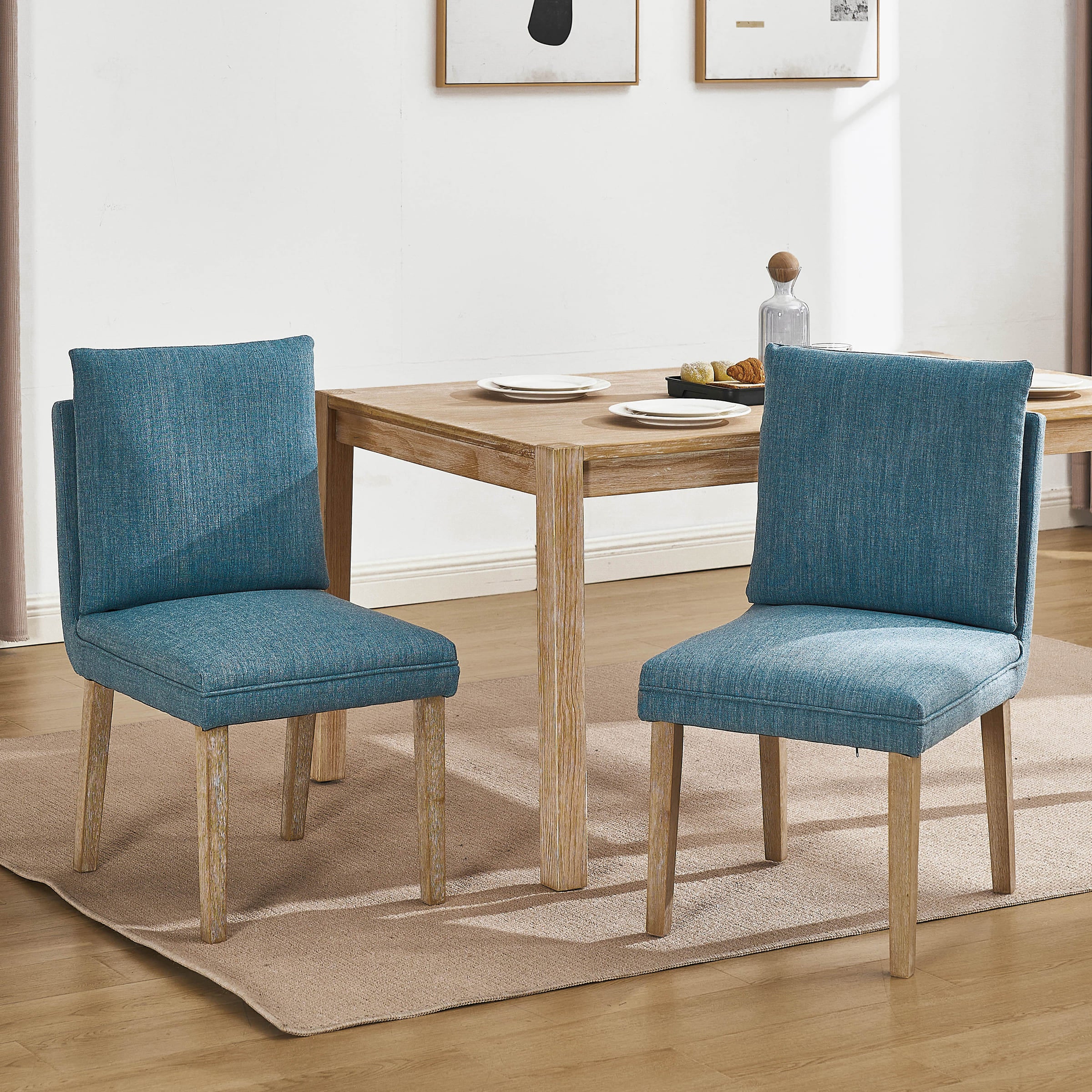 Janoray Linen Cushion Back Dining Chairs Set of 2 - 1007DC