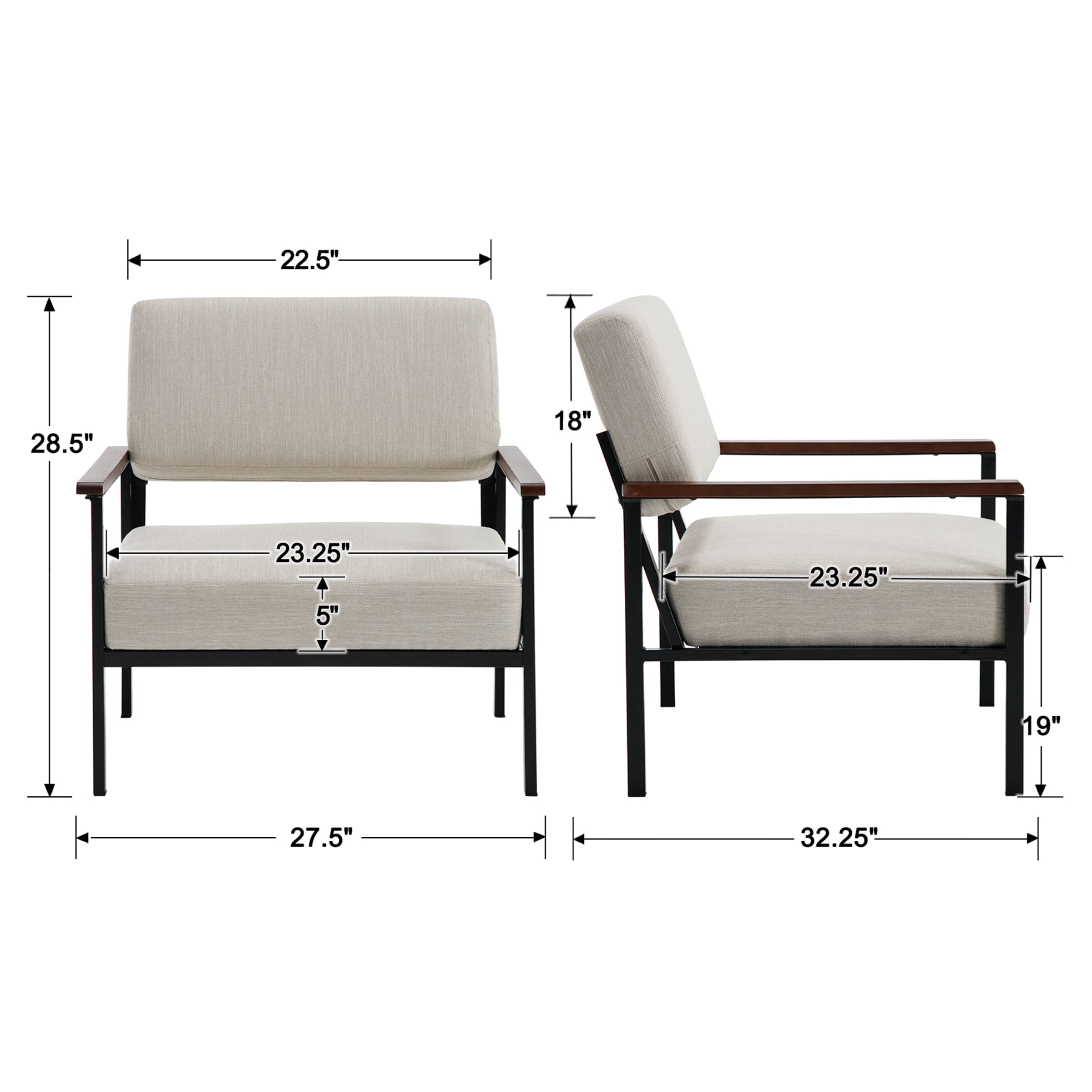 ROCITY Mid Century Modern Accent Chairs 1 PCS - X379AC