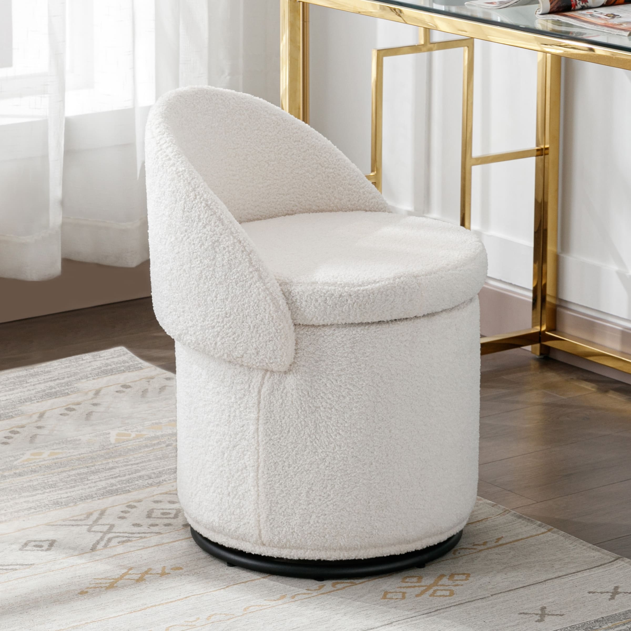 ROCITY Modern Armless Swivel Ottoman 1 PCS - 2307OT