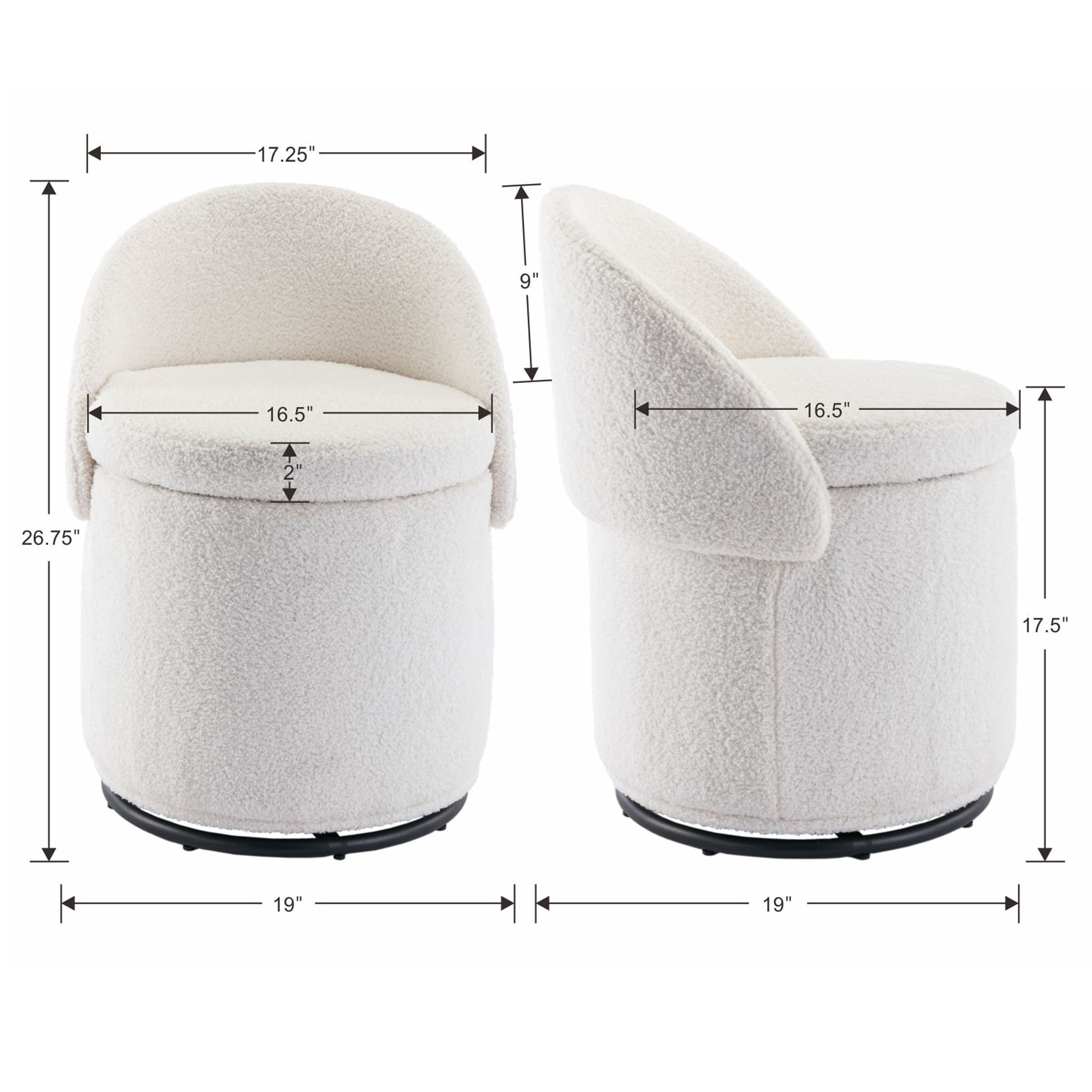 ROCITY Modern Armless Swivel Ottoman 1 PCS - 2307OT
