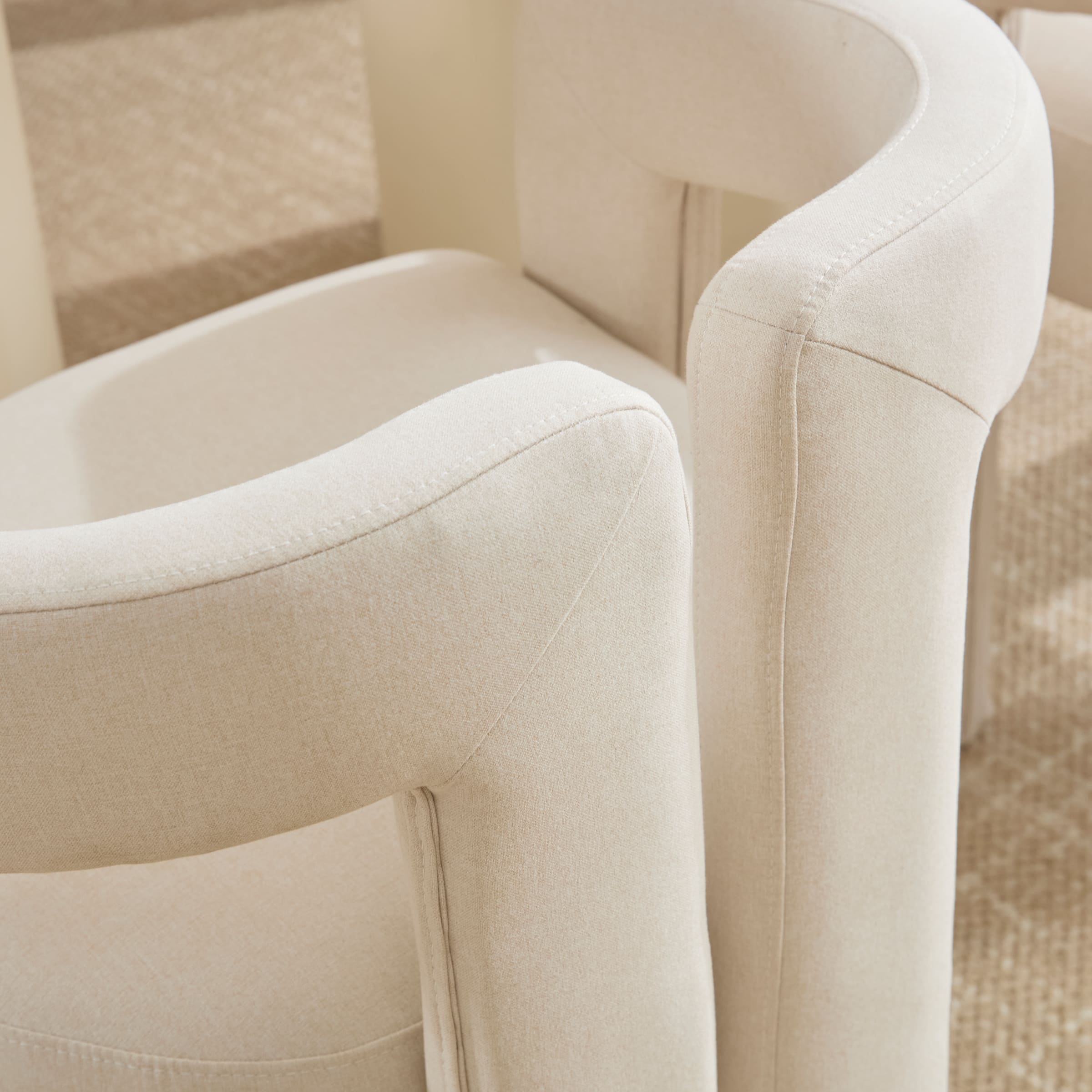 Curved arm of chair