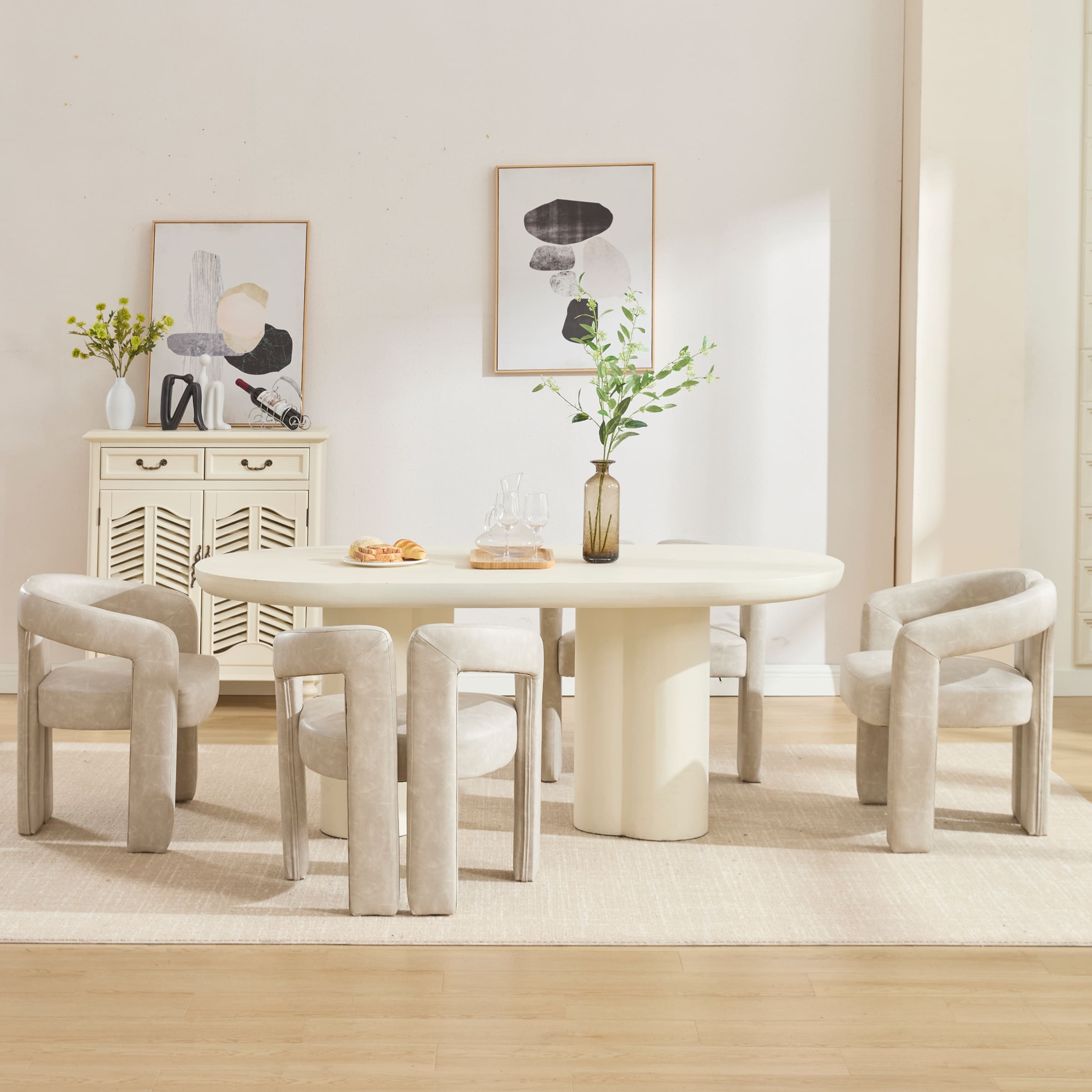 Dining table with chairs in a dining room