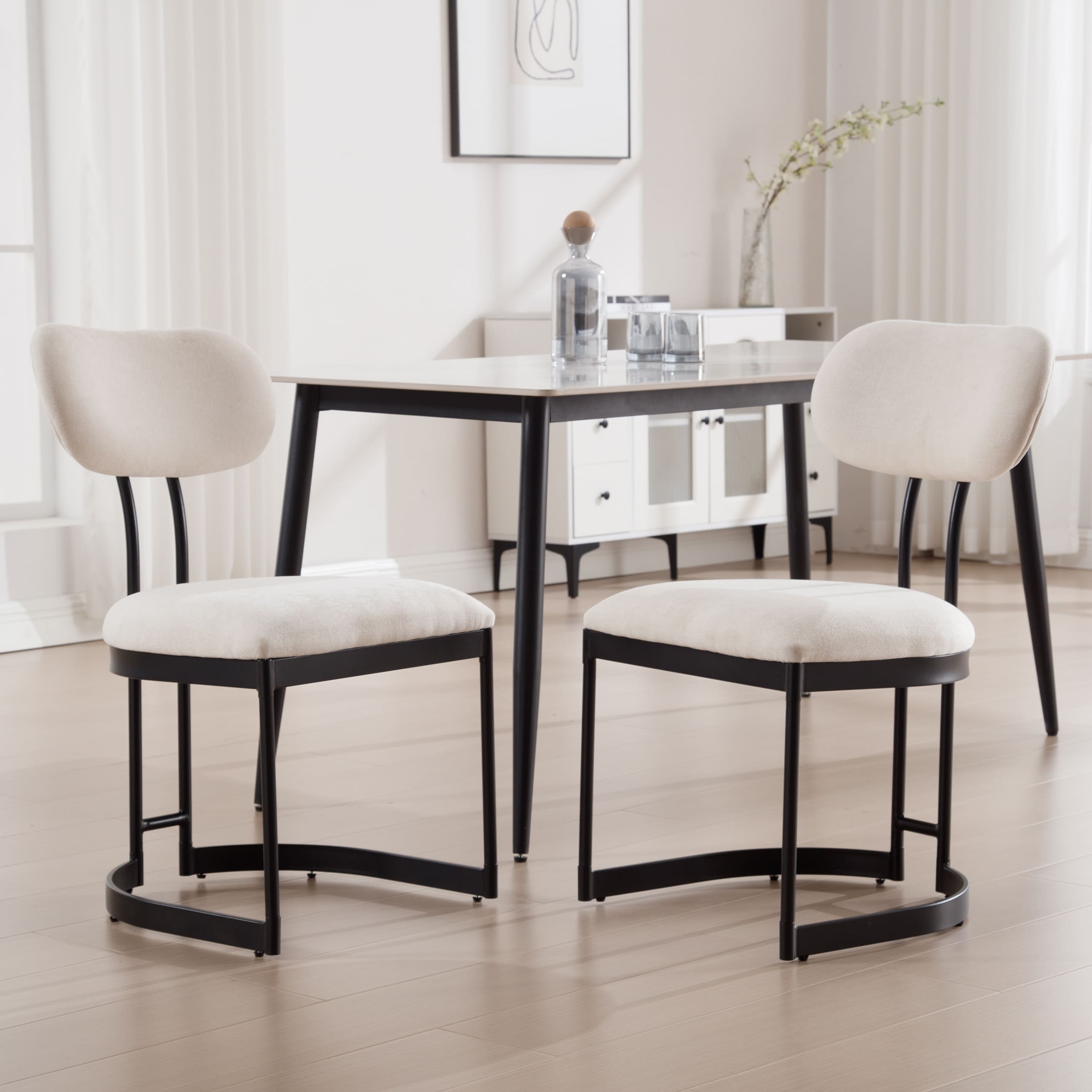 ROCITY Modern Gold Upholstered Dining Chairs Set of 2 - 23807