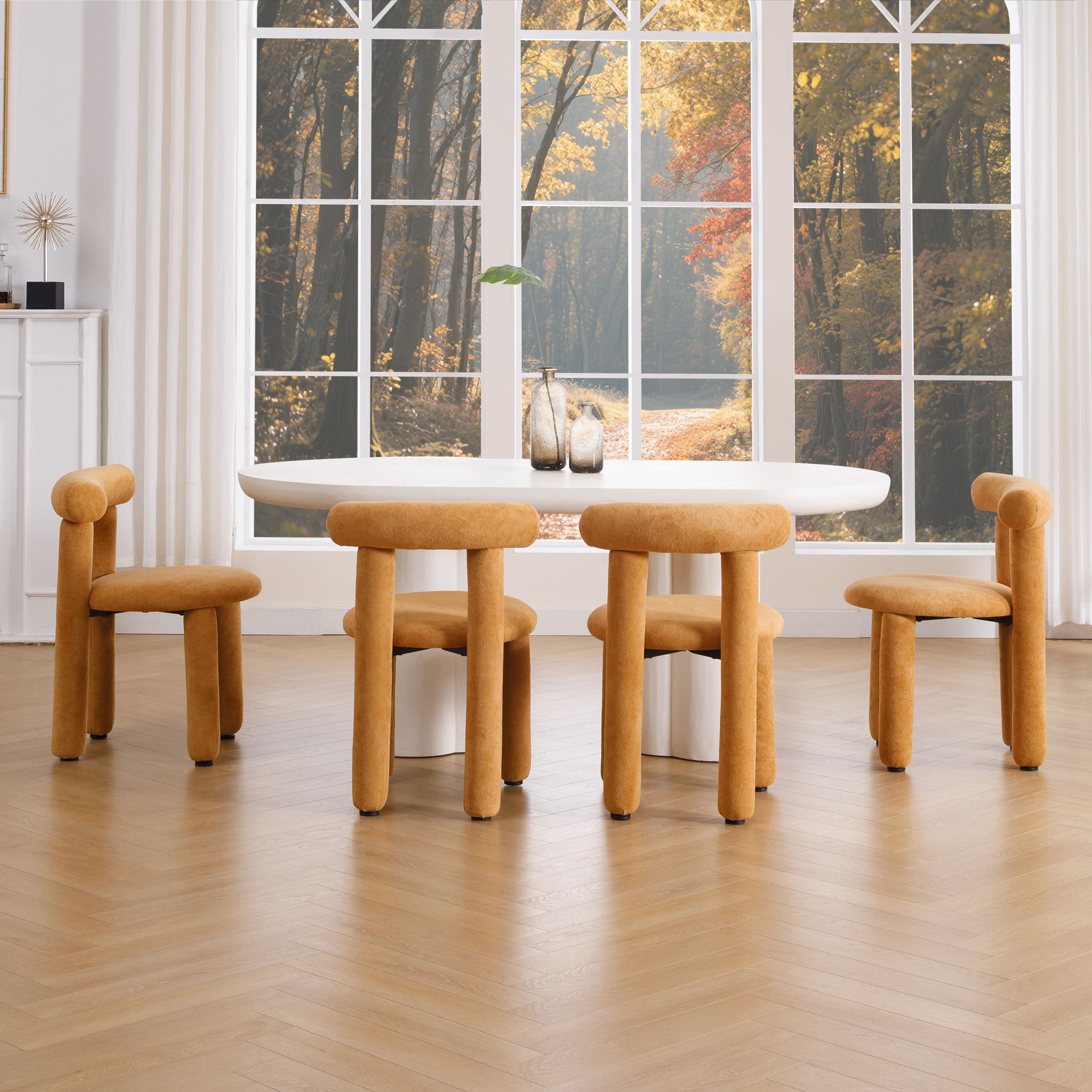 ROCITY Modern Sherpa Cute Dining Chairs Set of 2 - 3136DC