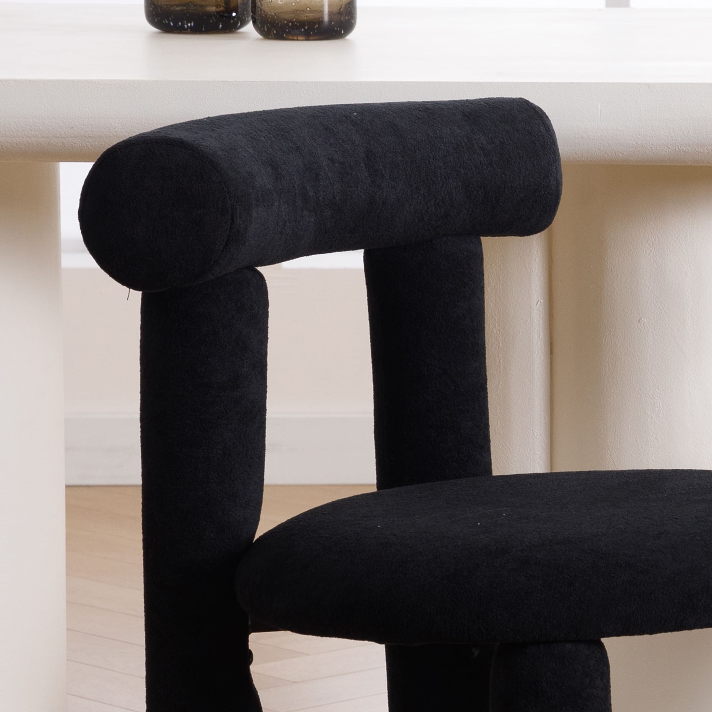 ROCITY Modern Sherpa Cute Dining Chairs Set of 2 - 3136DC