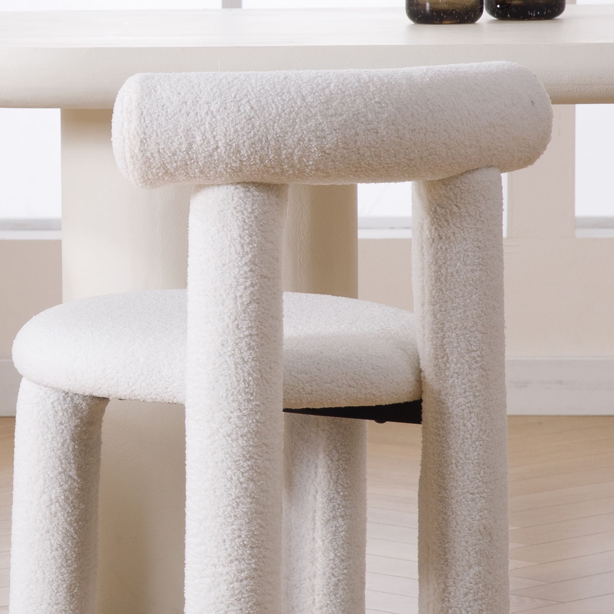 ROCITY Modern Sherpa Cute Dining Chairs Set of 2 - 3136DC