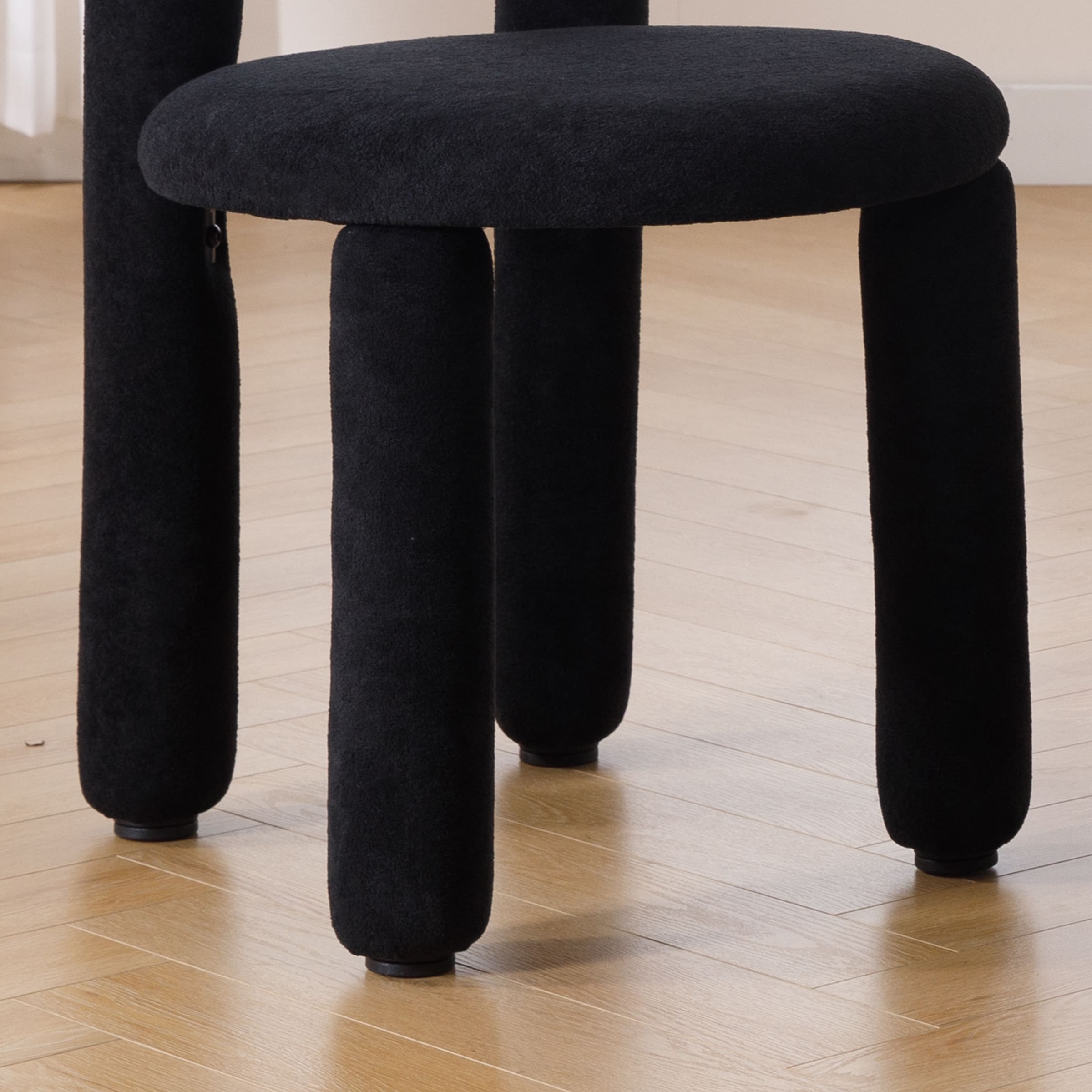 ROCITY Modern Sherpa Cute Dining Chairs Set of 2 - 3136DC