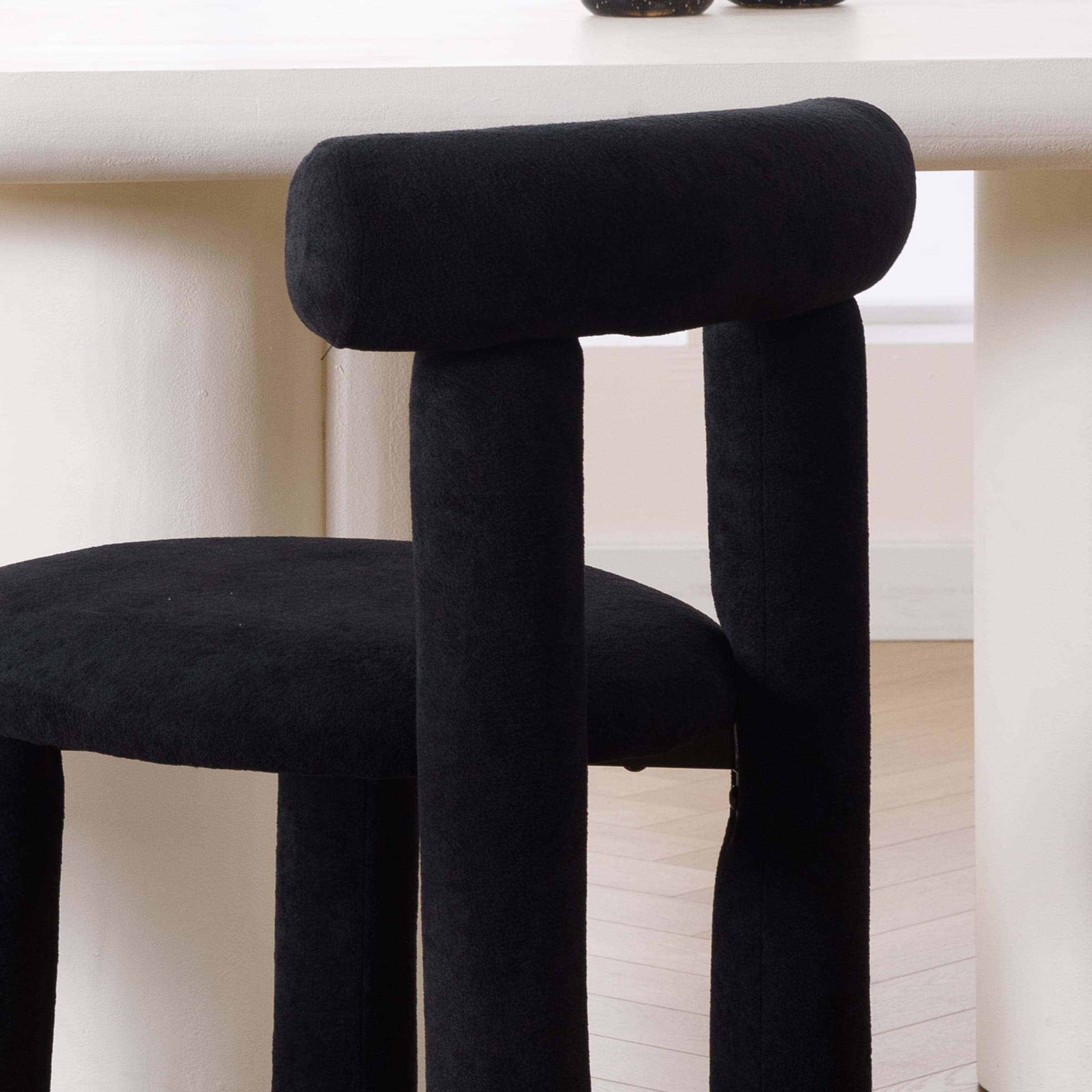 ROCITY Modern Sherpa Cute Dining Chairs Set of 2 - 3136DC