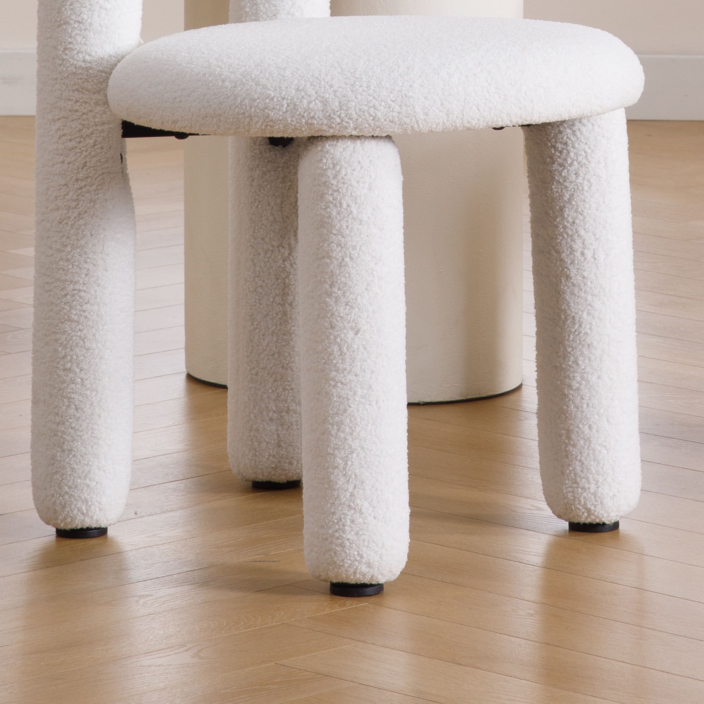 ROCITY Modern Sherpa Cute Dining Chairs Set of 2 - 3136DC