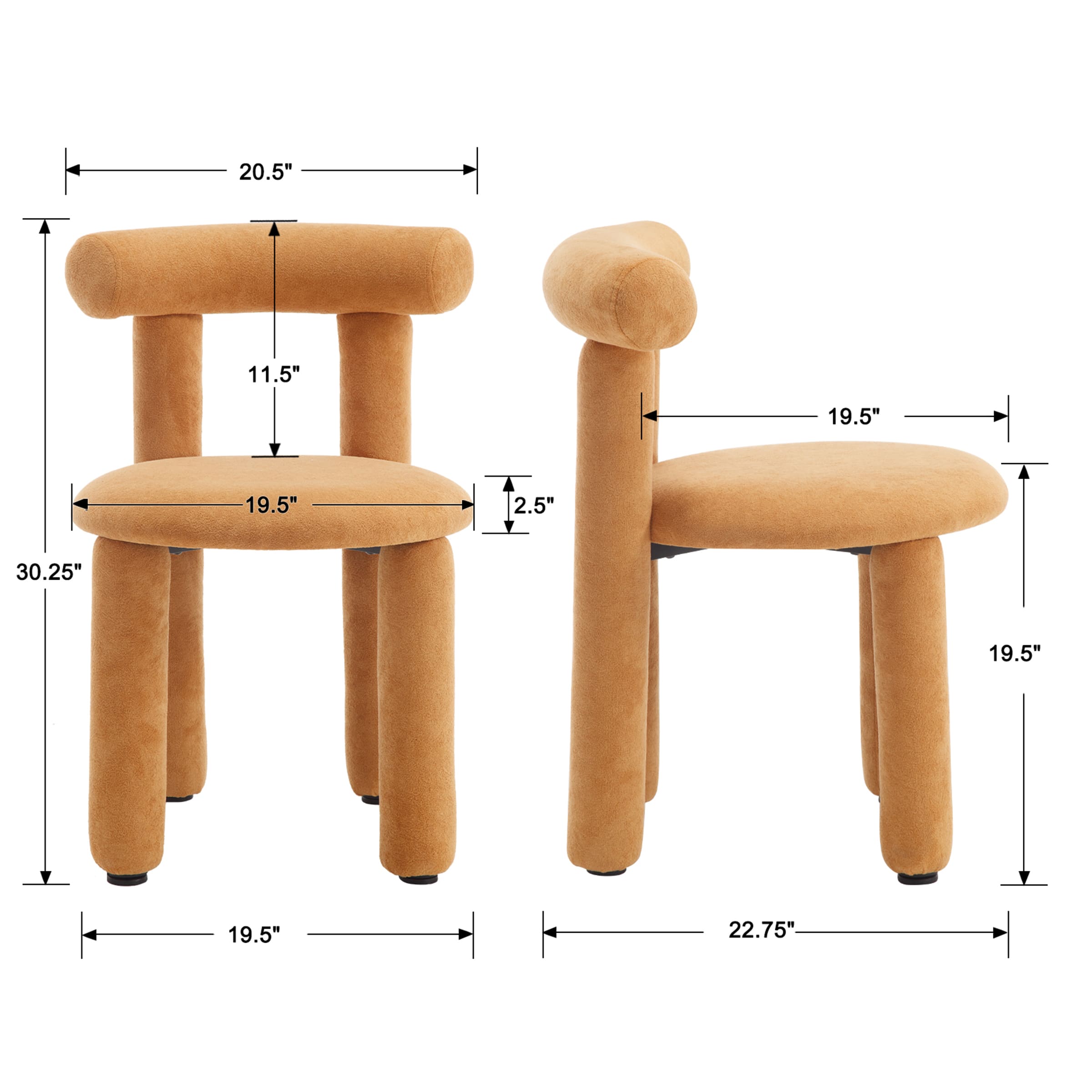 ROCITY Modern Sherpa Cute Dining Chairs Set of 2 - 3136DC
