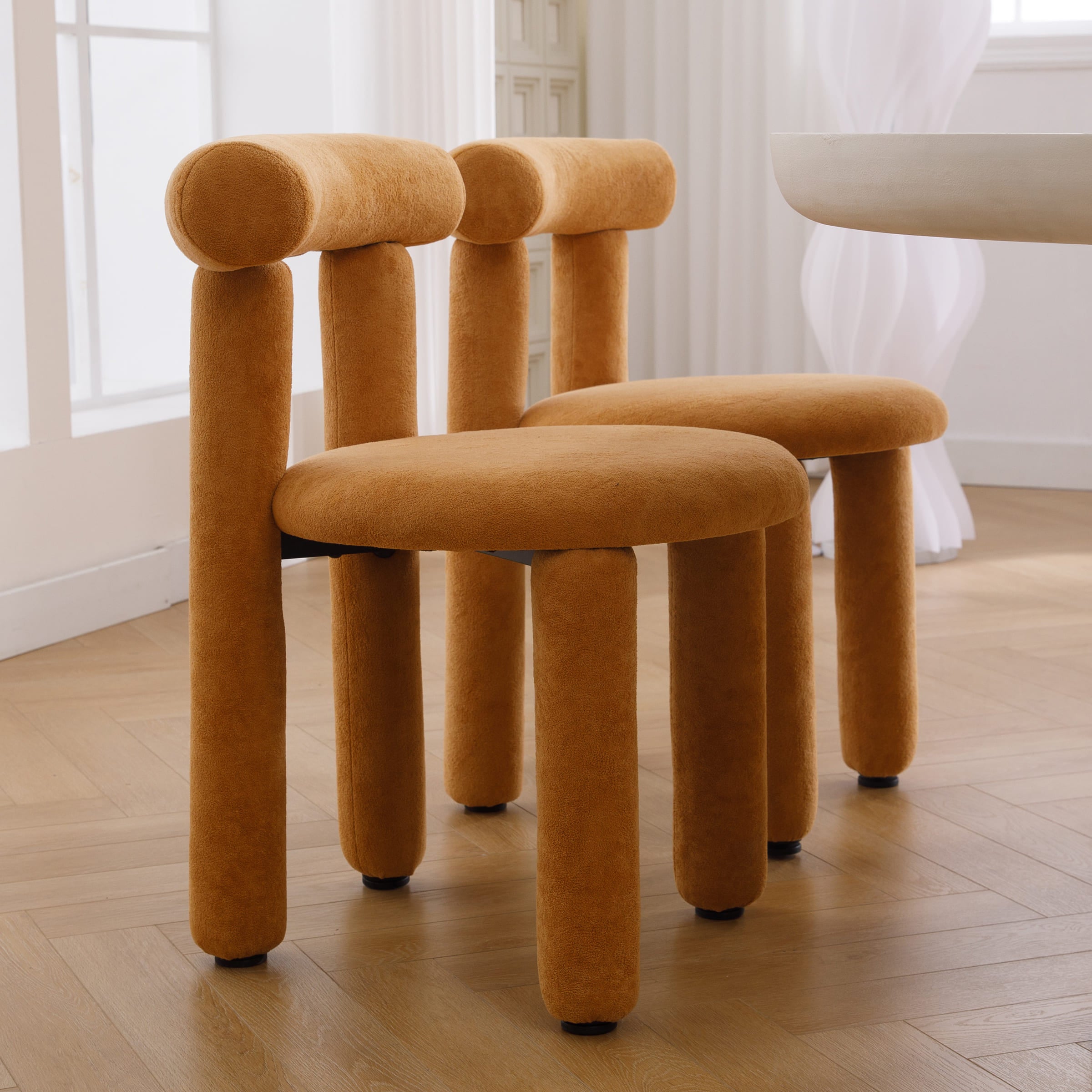 ROCITY Modern Sherpa Cute Dining Chairs Set of 2 - 3136DC