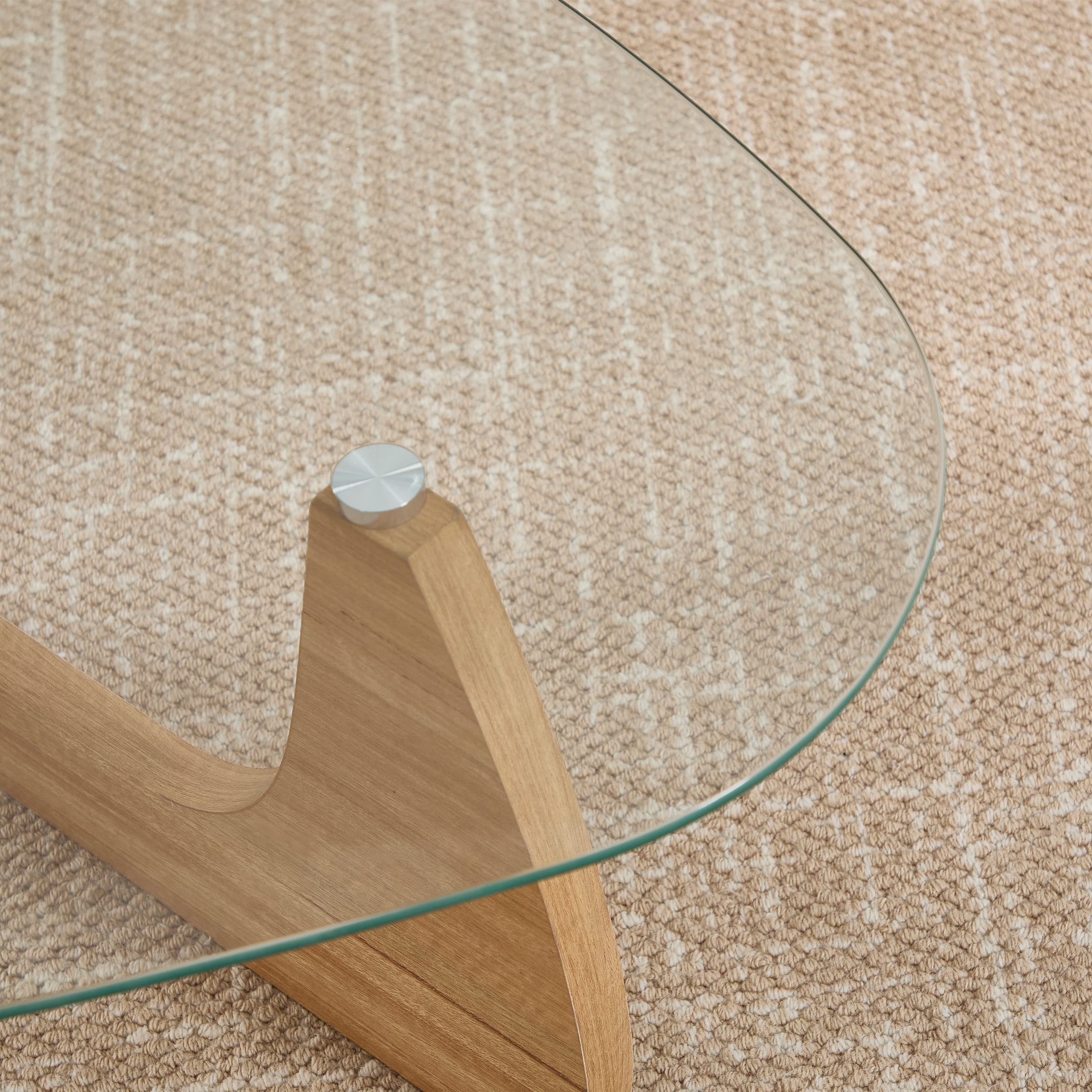 ROCITY Modern Triangle Center Glass Coffee Table - 7736CT