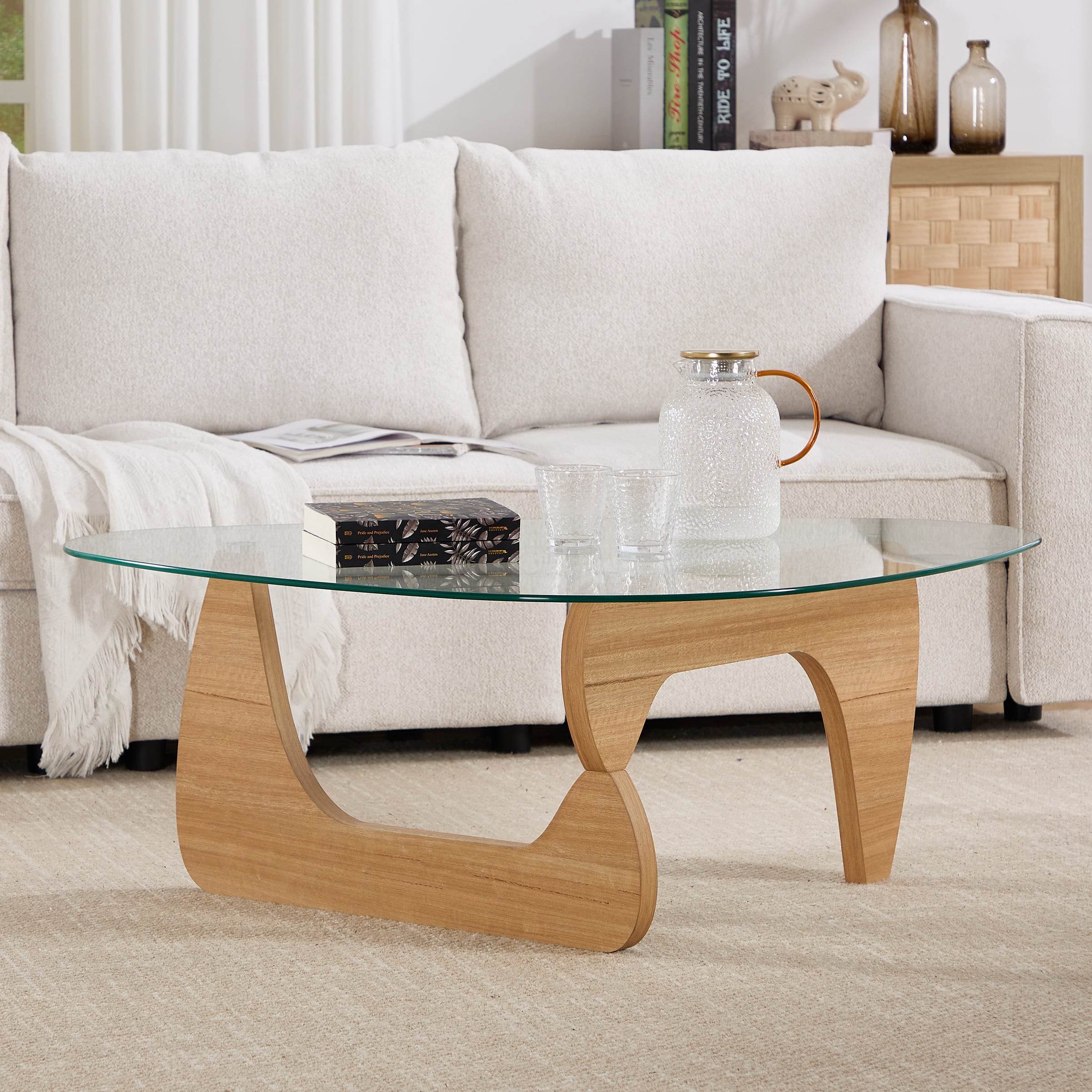 ROCITY Modern Triangle Center Glass Coffee Table - 7736CT