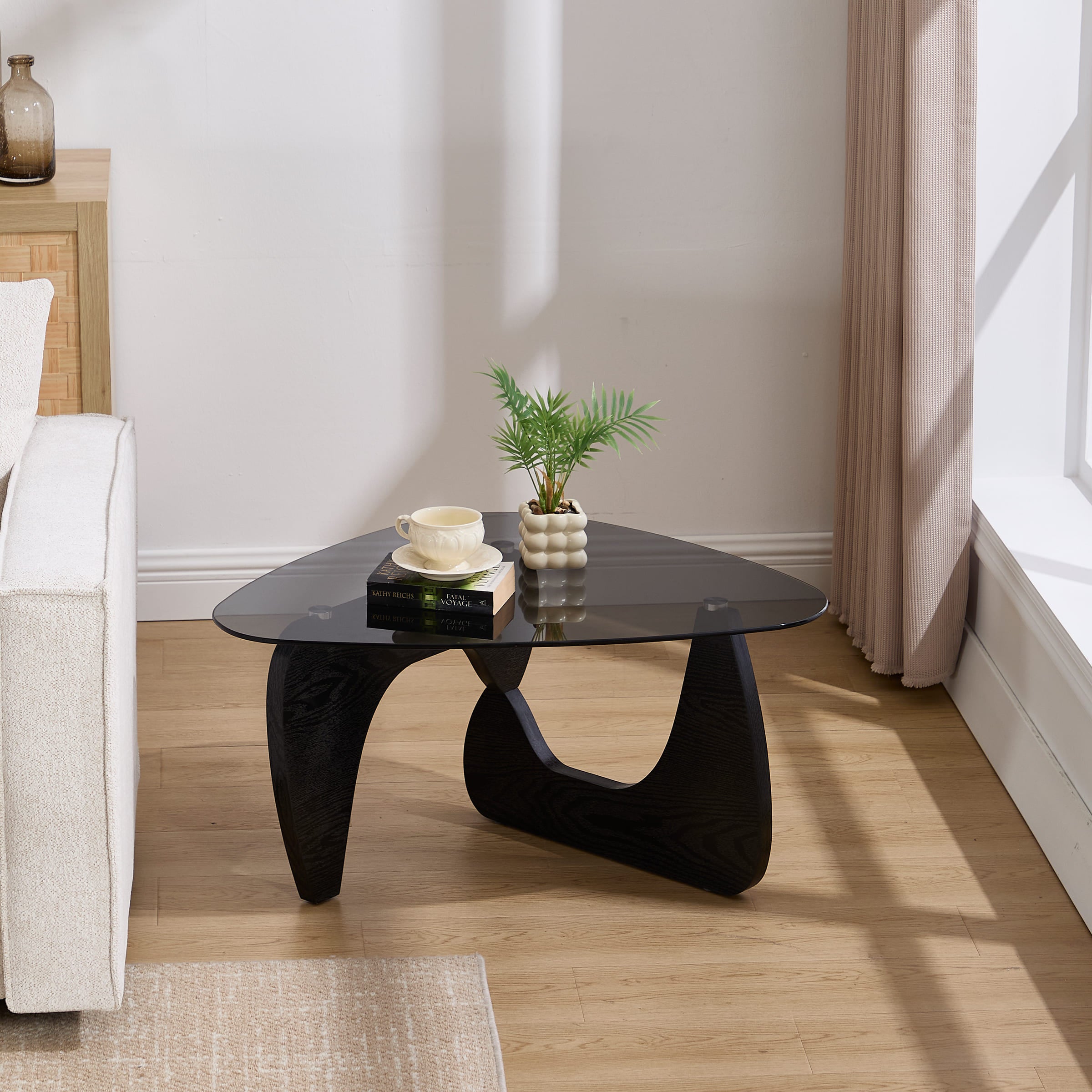 ROCITY Modern Triangle Center Glass Coffee Table - 7736CT