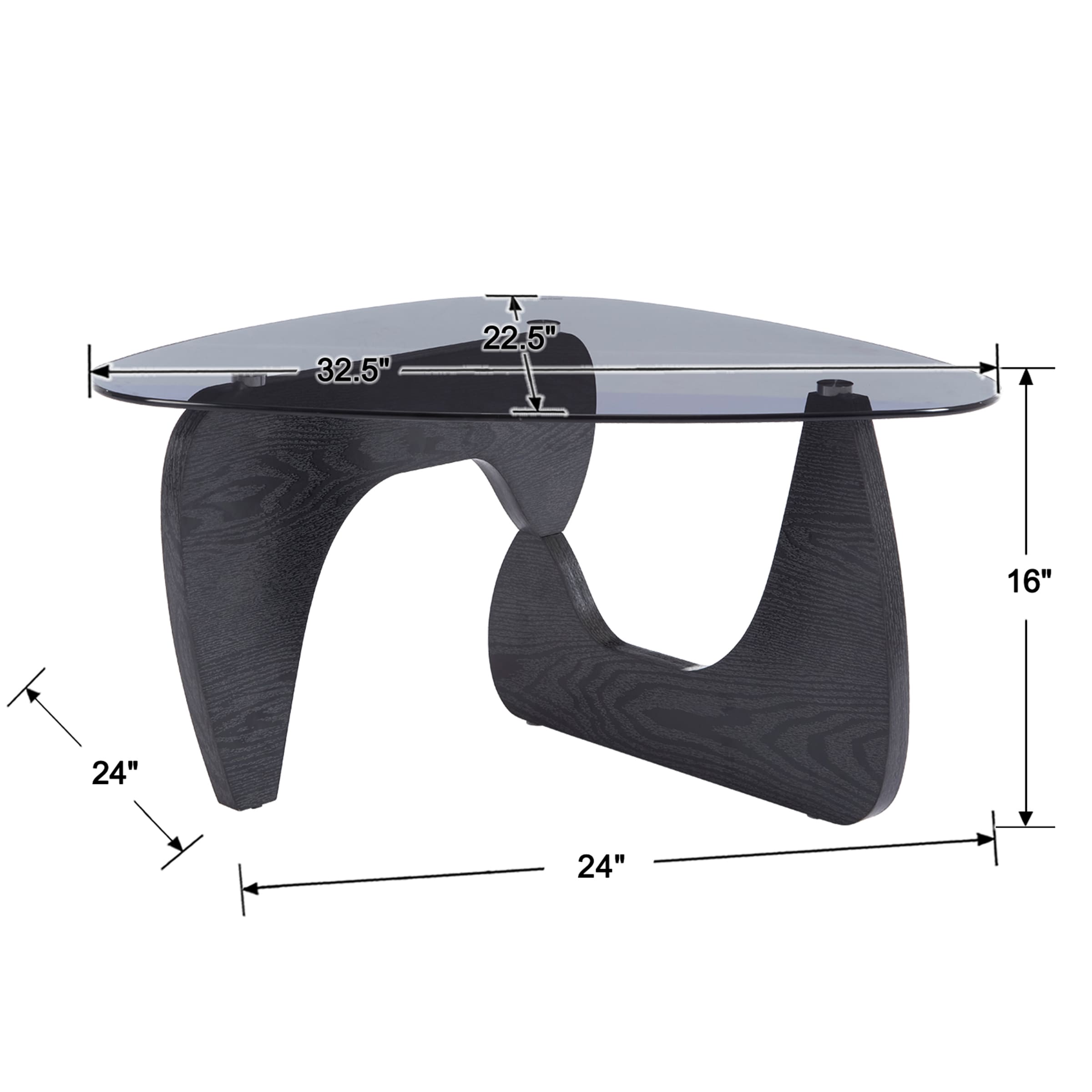 ROCITY Modern Triangle Center Glass Coffee Table - 7736CT