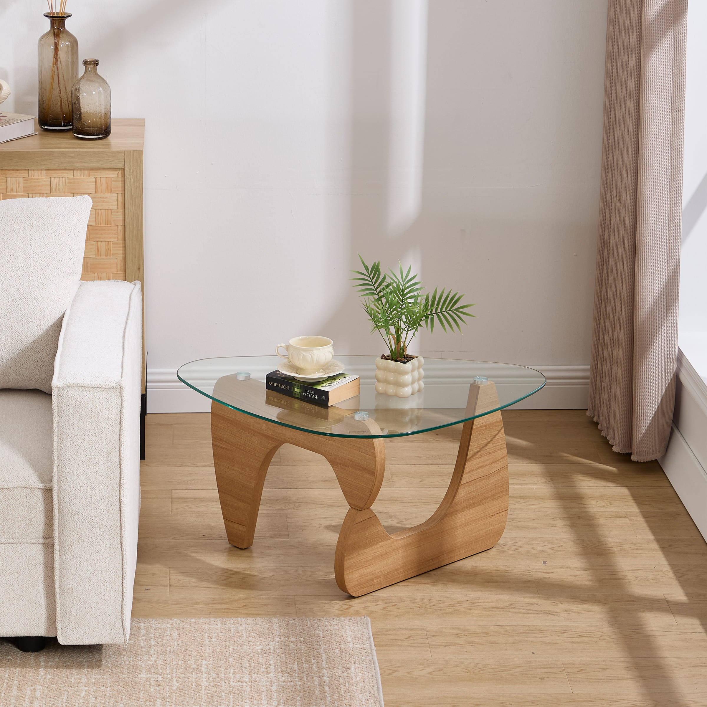 ROCITY Modern Triangle Center Glass Coffee Table - 7736CT