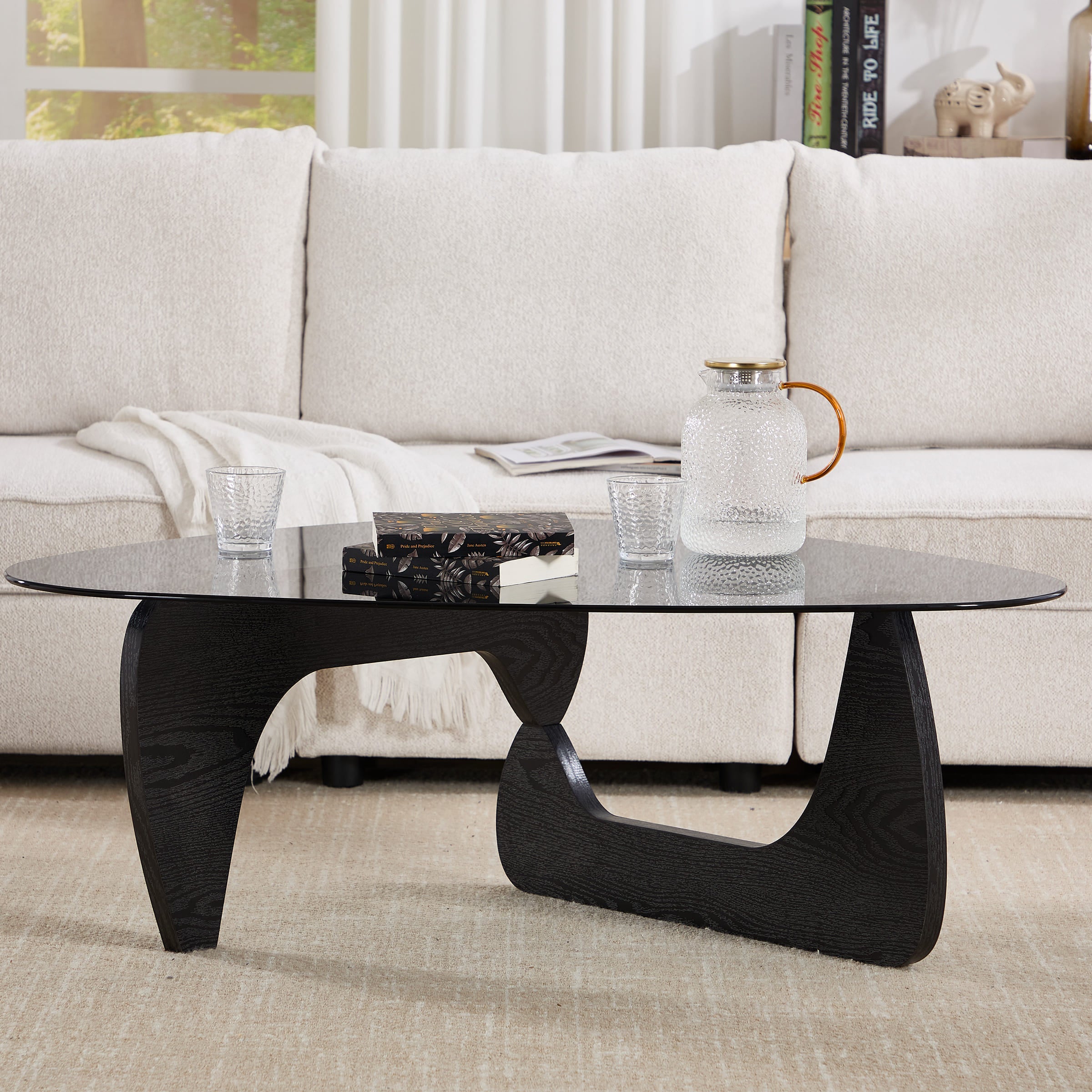 ROCITY Modern Triangle Center Glass Coffee Table - 7736CT