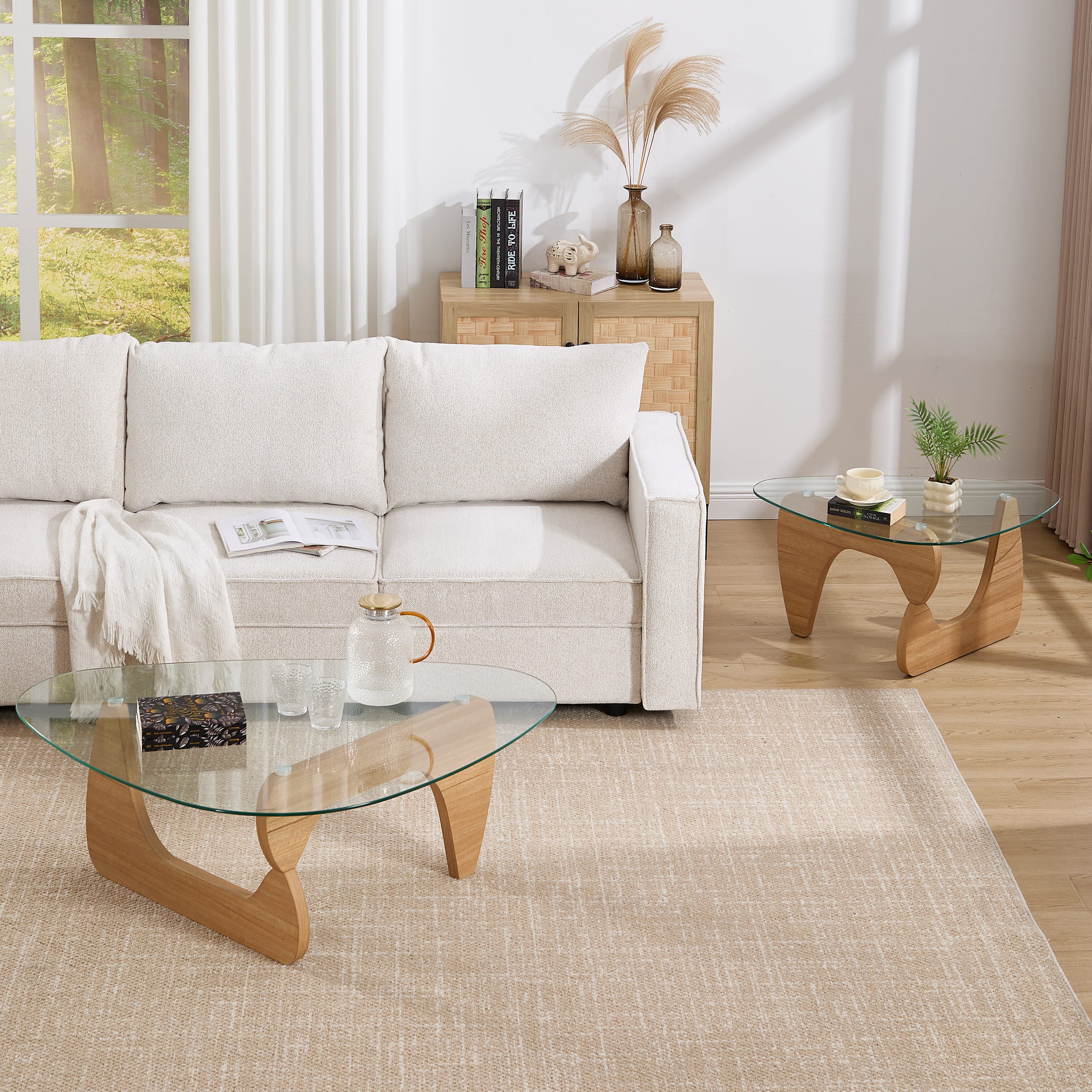 ROCITY Modern Triangle Center Glass Coffee Table - 7736CT