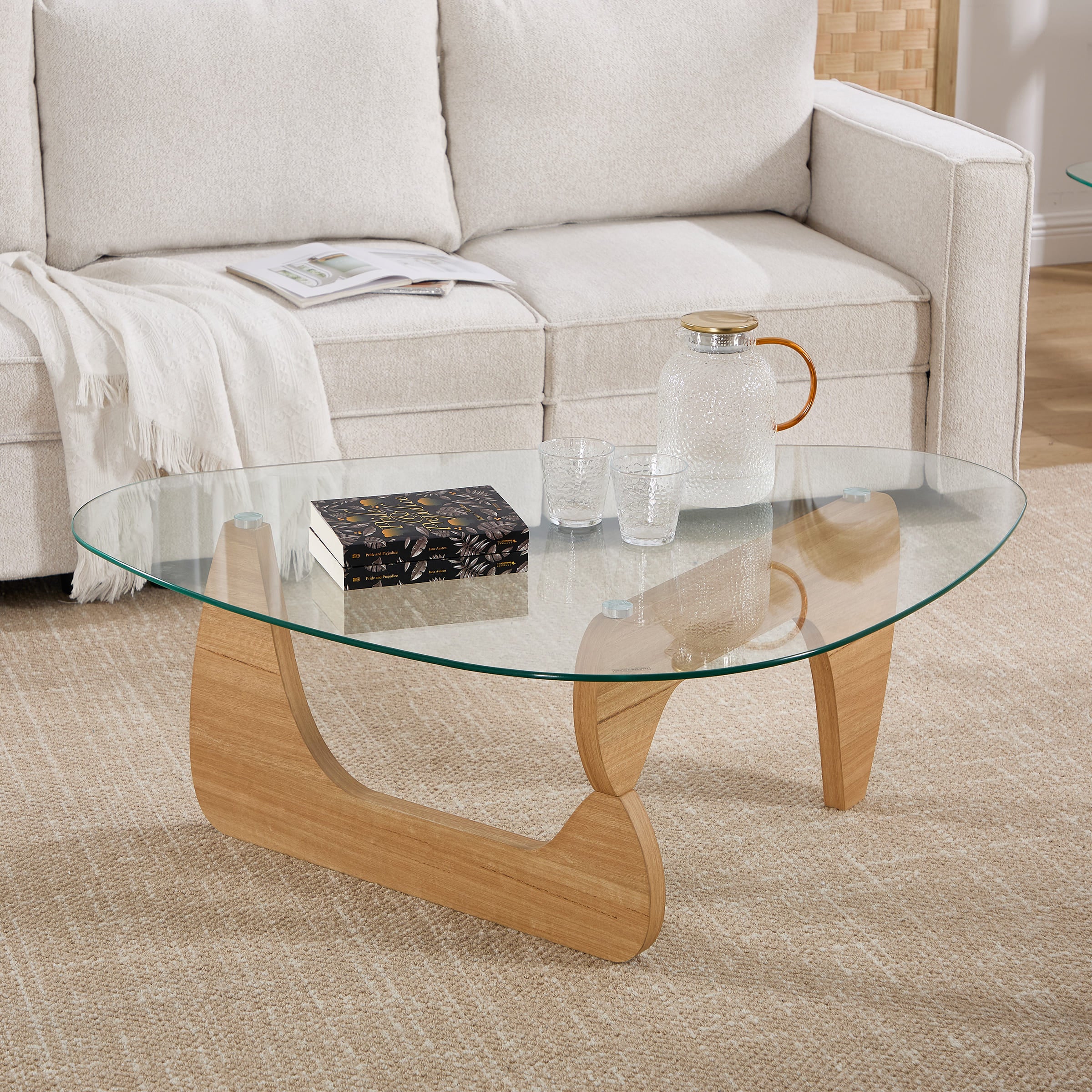 ROCITY Modern Triangle Center Glass Coffee Table - 7736CT