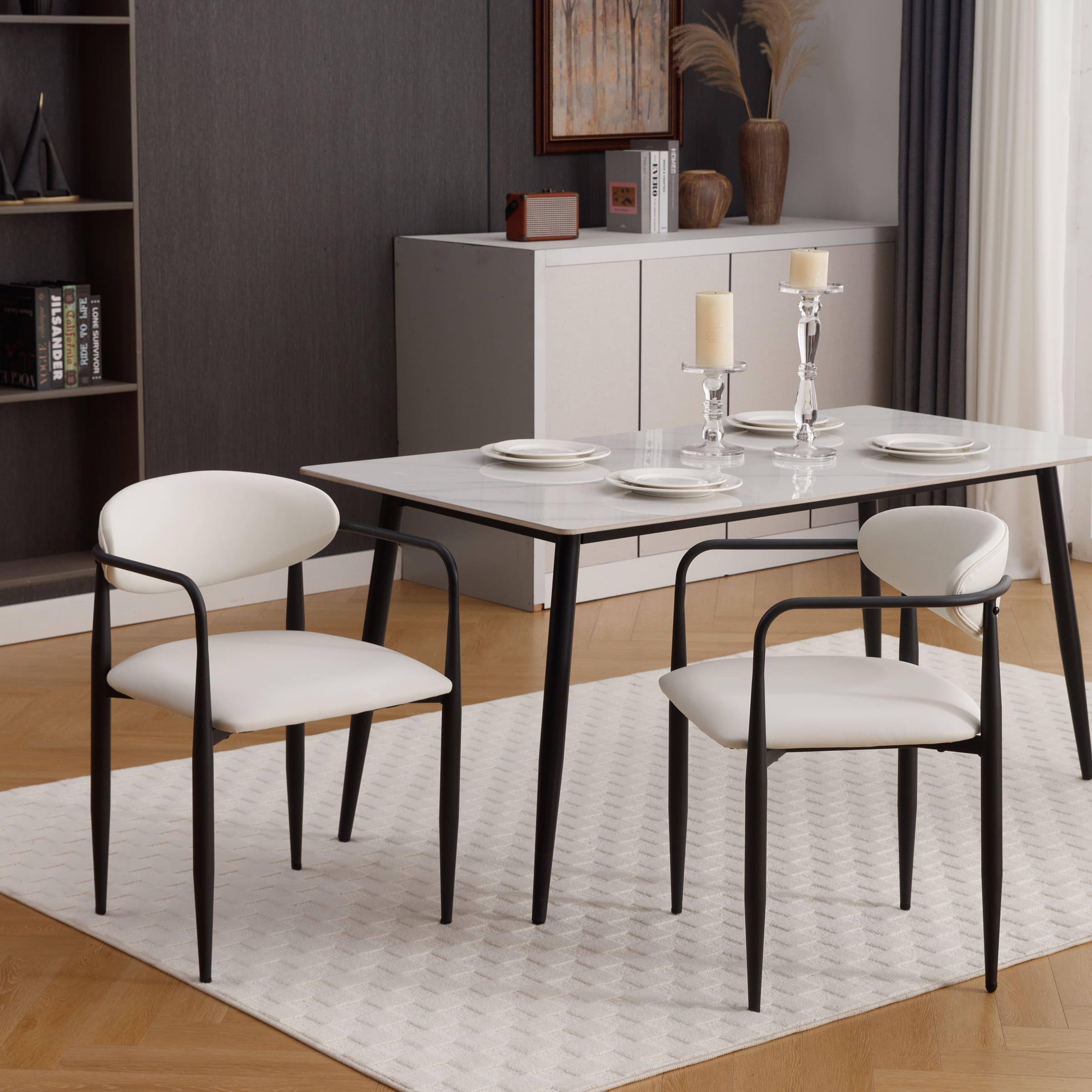 ROCITY Modern White Dining Chairs Set of 2 - 91644DC