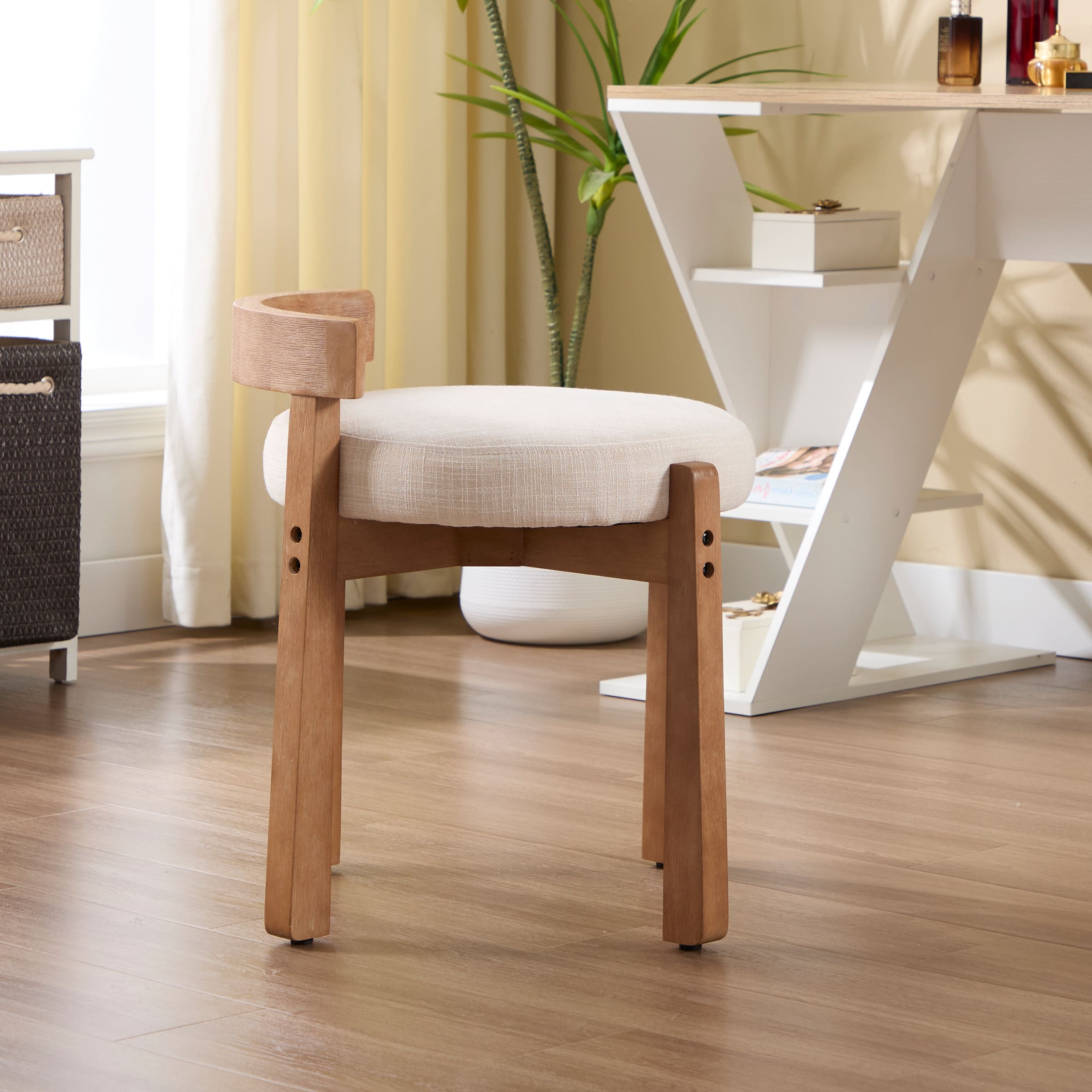 ROCITY Modern Wood Ottoman with Backrest 1PC - 2654OT