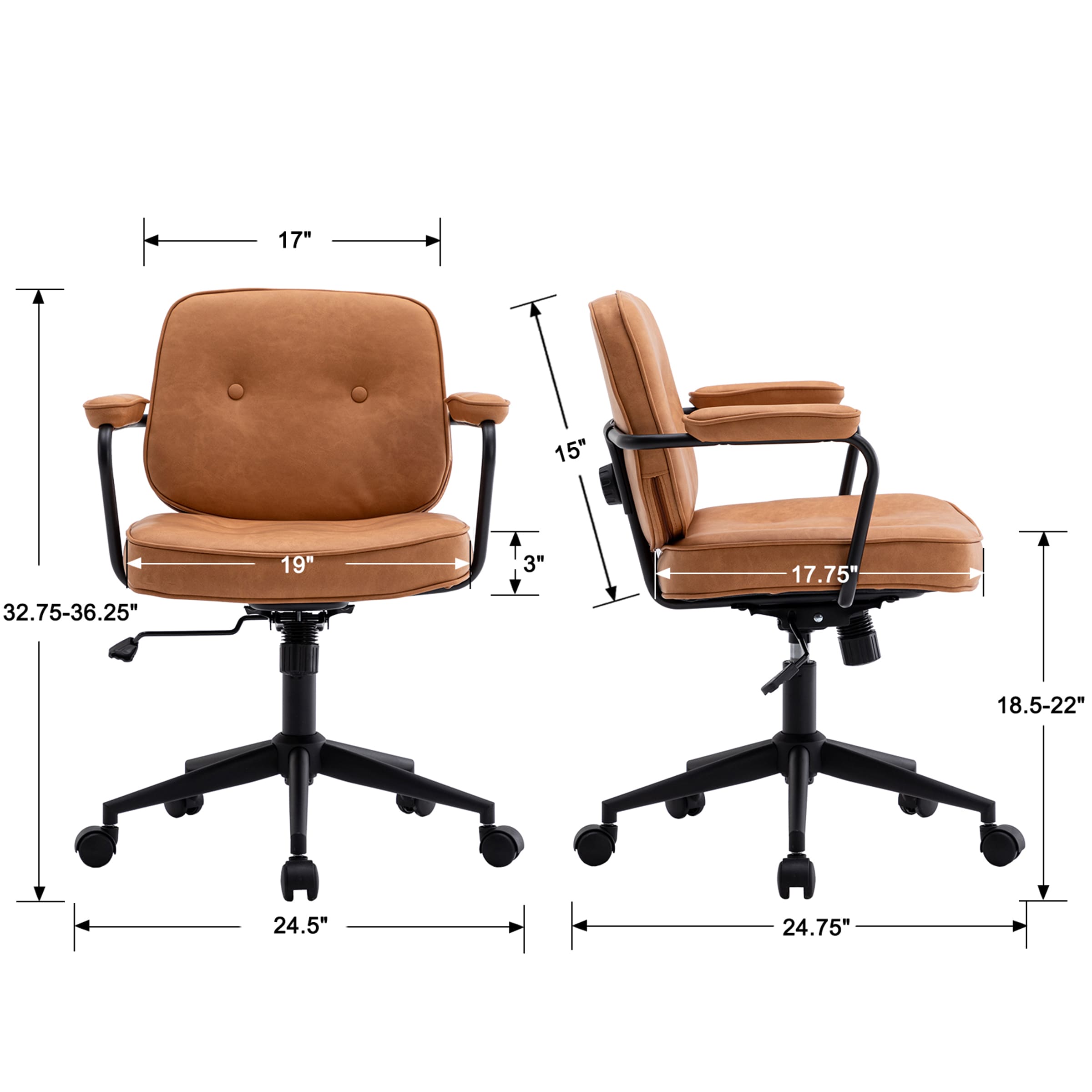 Two chair dimensions lines diagram