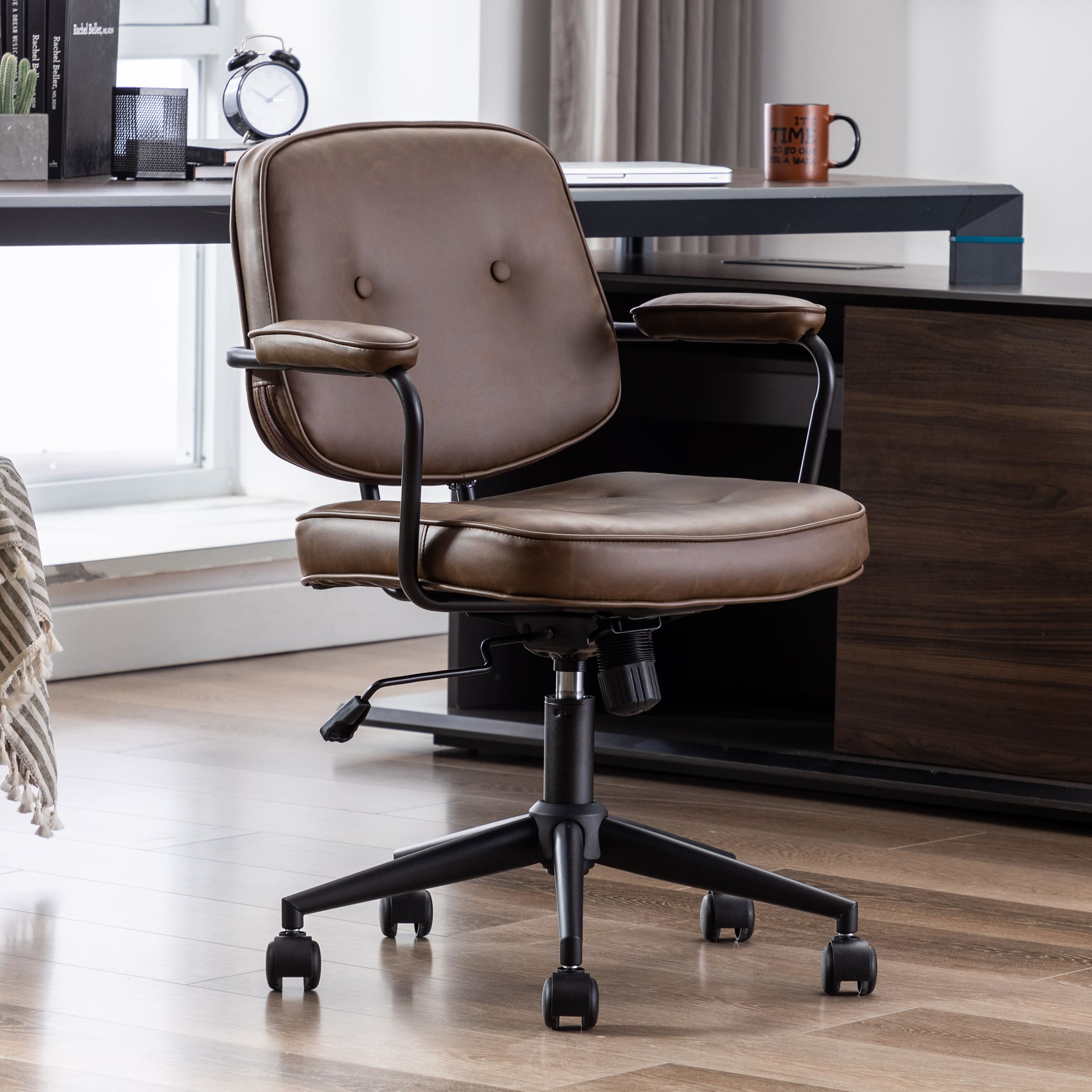 ROCITY Swivel Leather Home Office Chair 1 PCS - X221OC