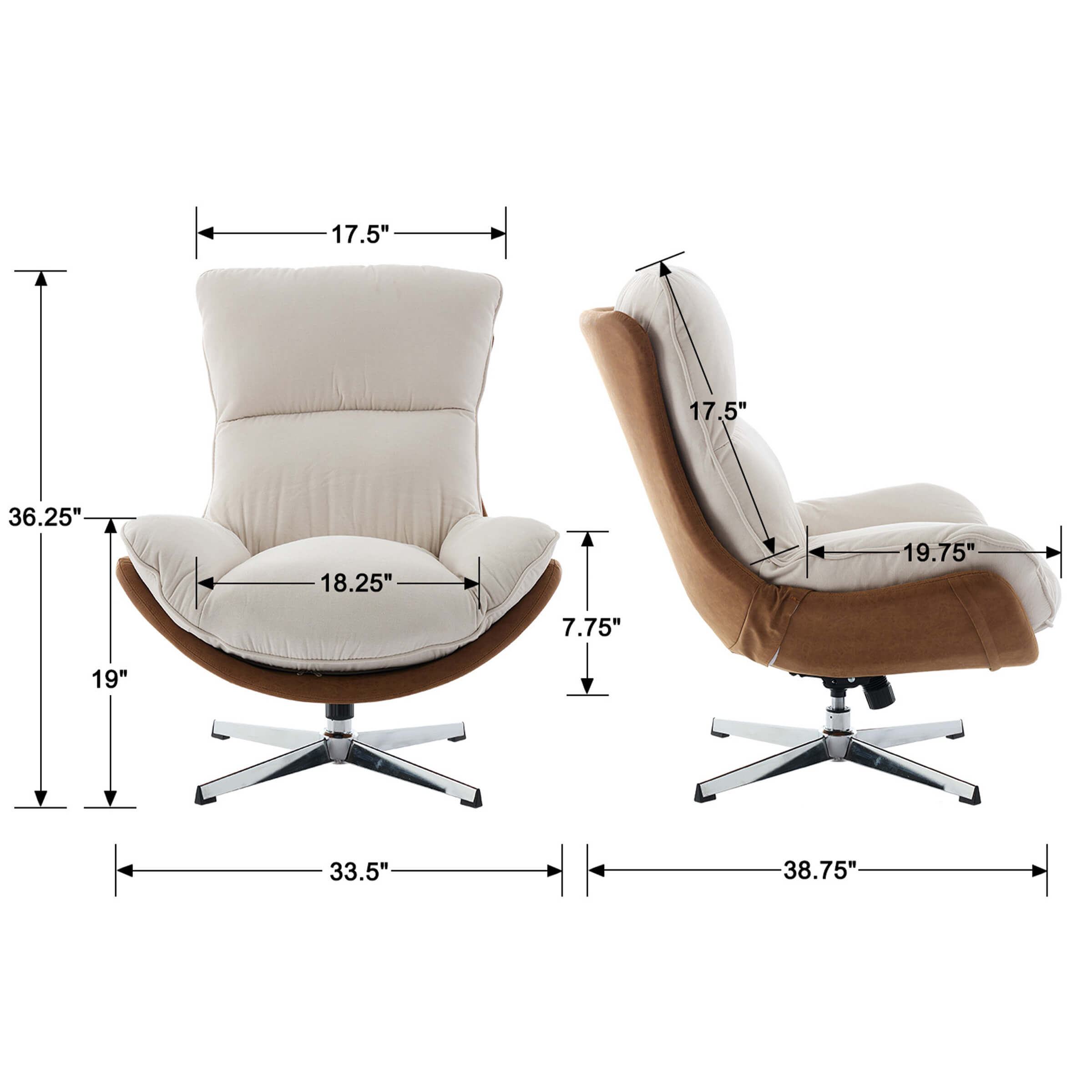 Modern 360 Swivel Linen Lounge Accent Chair 1 PCS - 18118AC