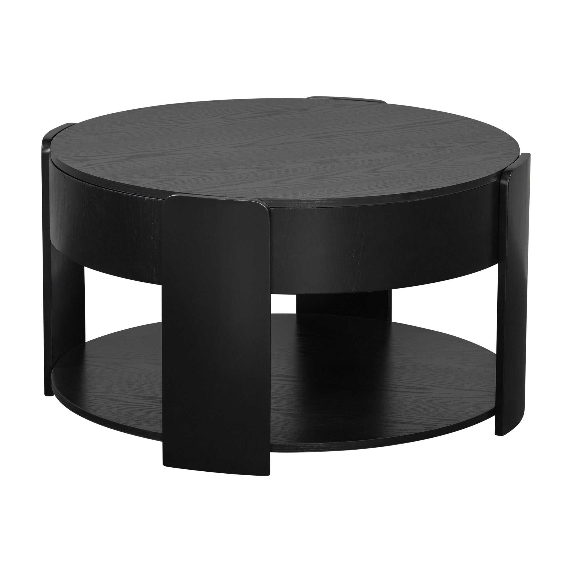 32.5" Modern Farmhouse Round Lift Top Coffee Table with Storage