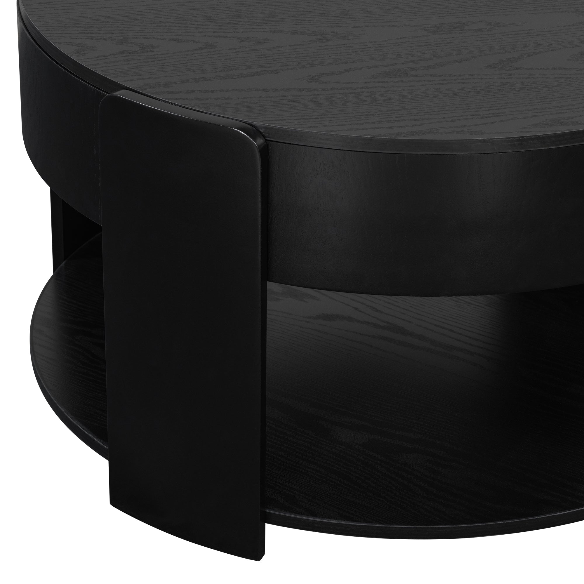 32.5" Modern Farmhouse Round Lift Top Coffee Table with Storage