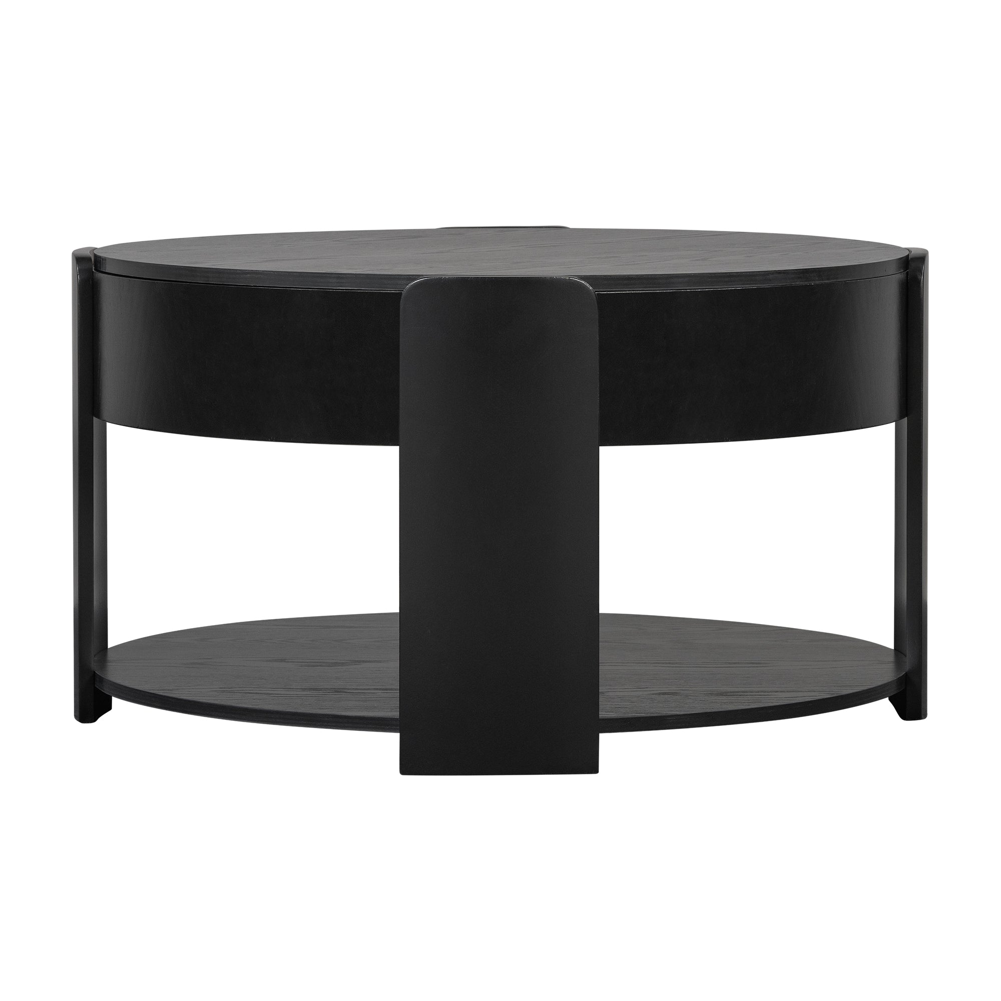 32.5" Modern Farmhouse Round Lift Top Coffee Table with Storage