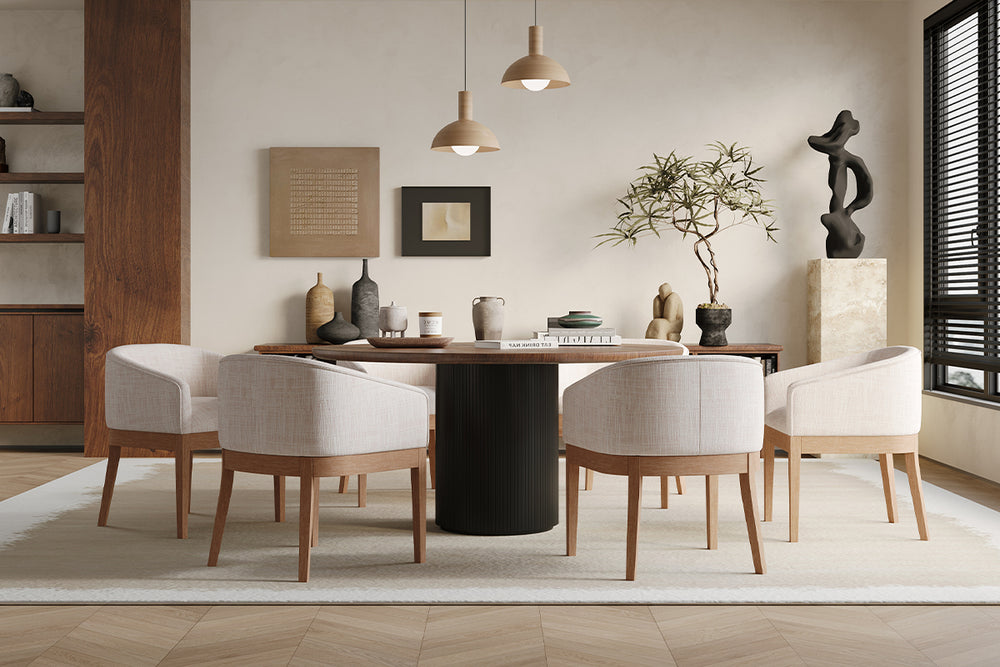 Modern Barrel Dining Chairs with Wood Legs Set of 2 - 1851 | CHAIRUS