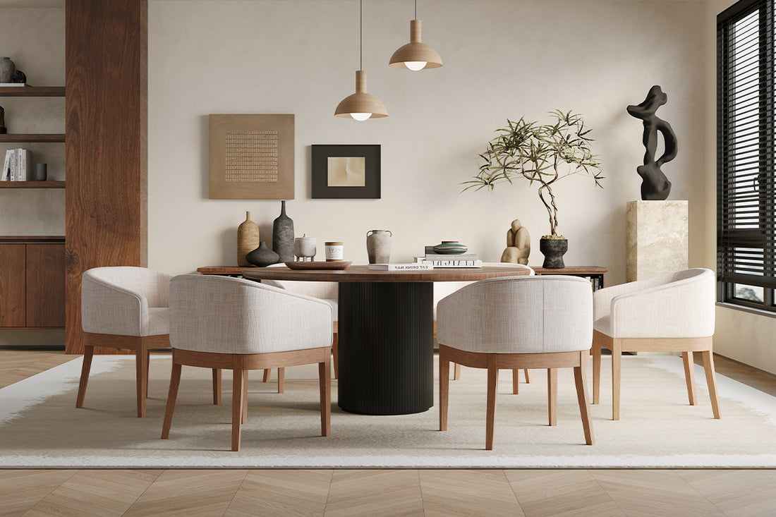 Modern Barrel Dining Chairs with Wood Legs Set of 2 - 1851 | CHAIRUS