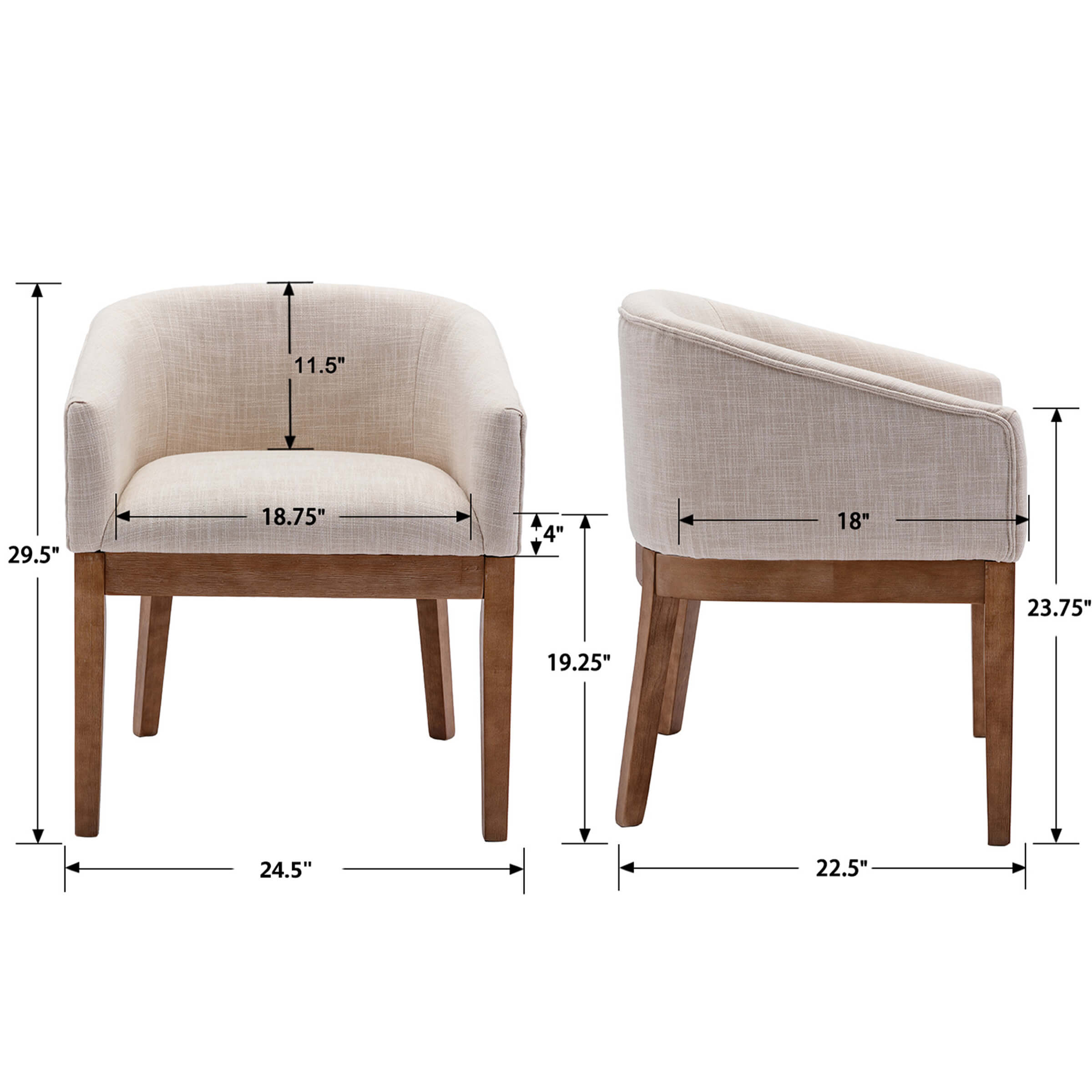 Dimensions diagram of chair set with measurements