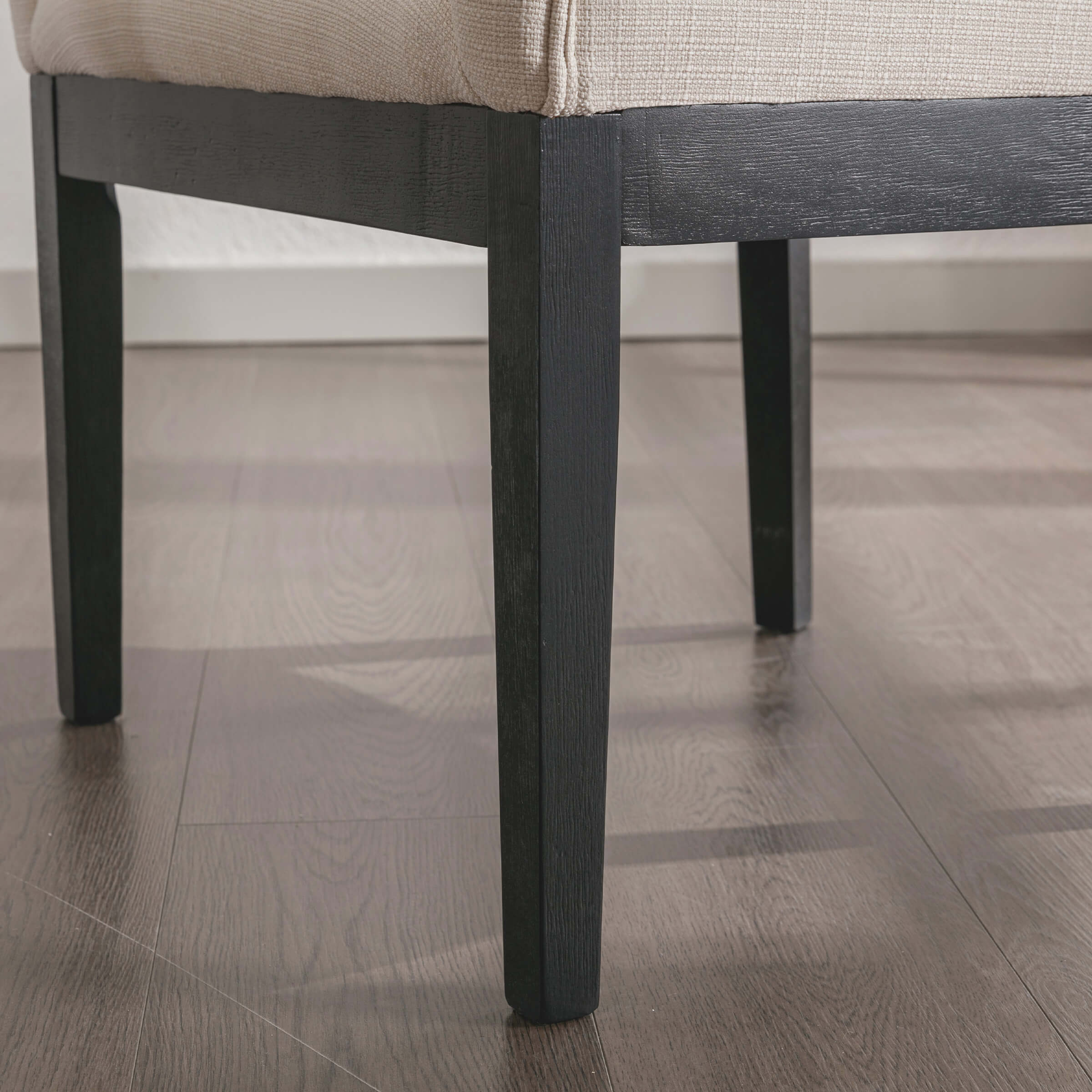 Black painted legs close-up