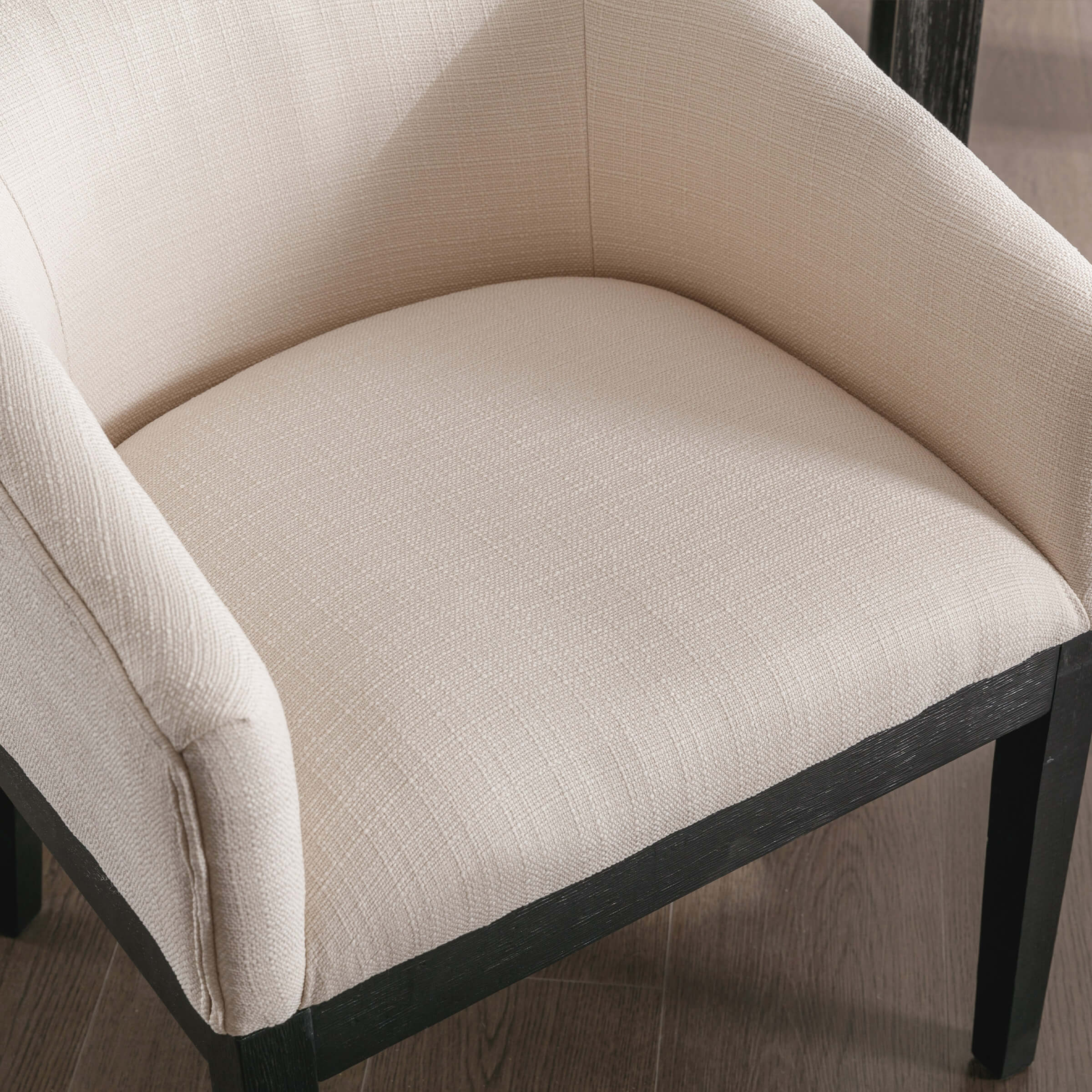Texture and weave of beige upholstery close-up