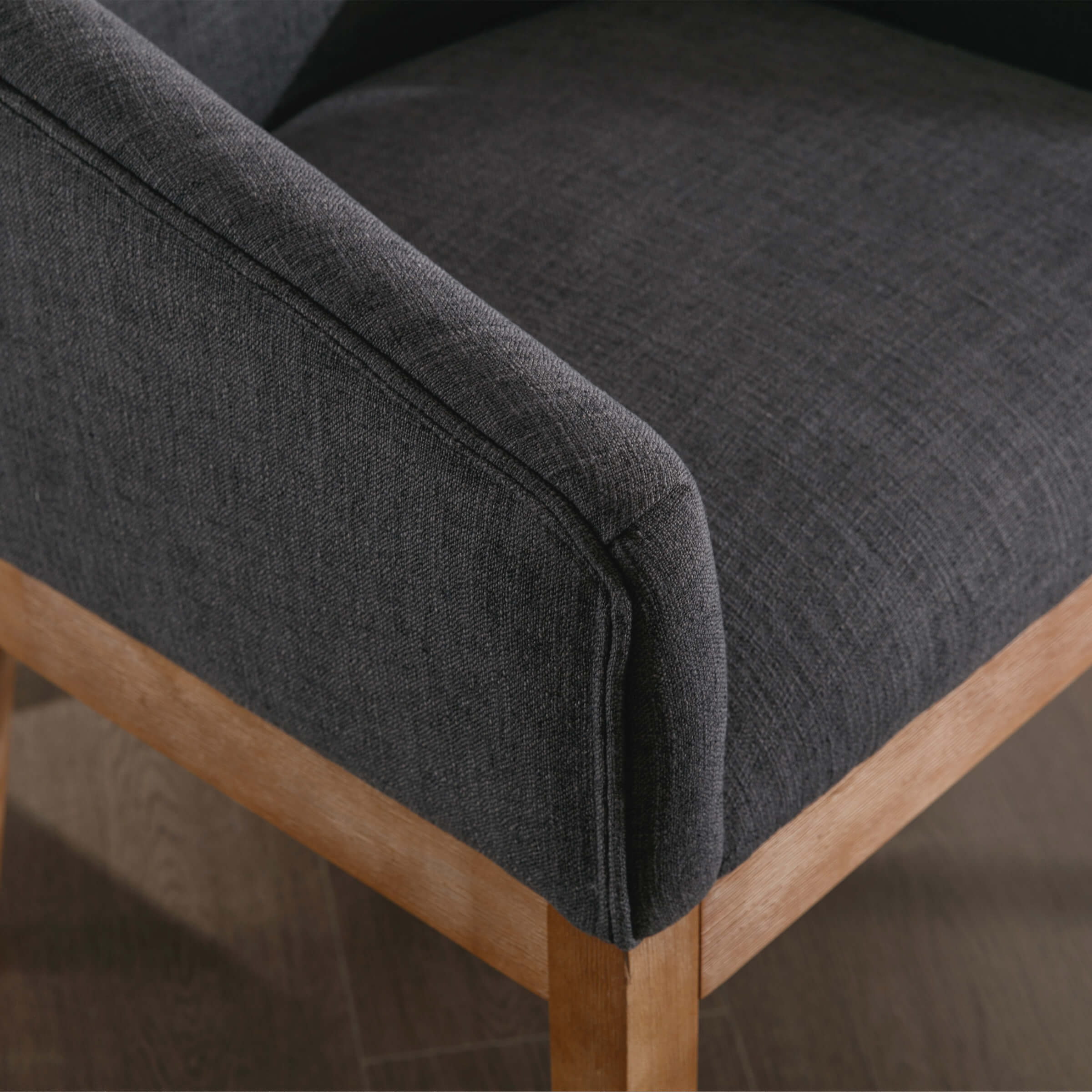 Close-up of armrest and fabric