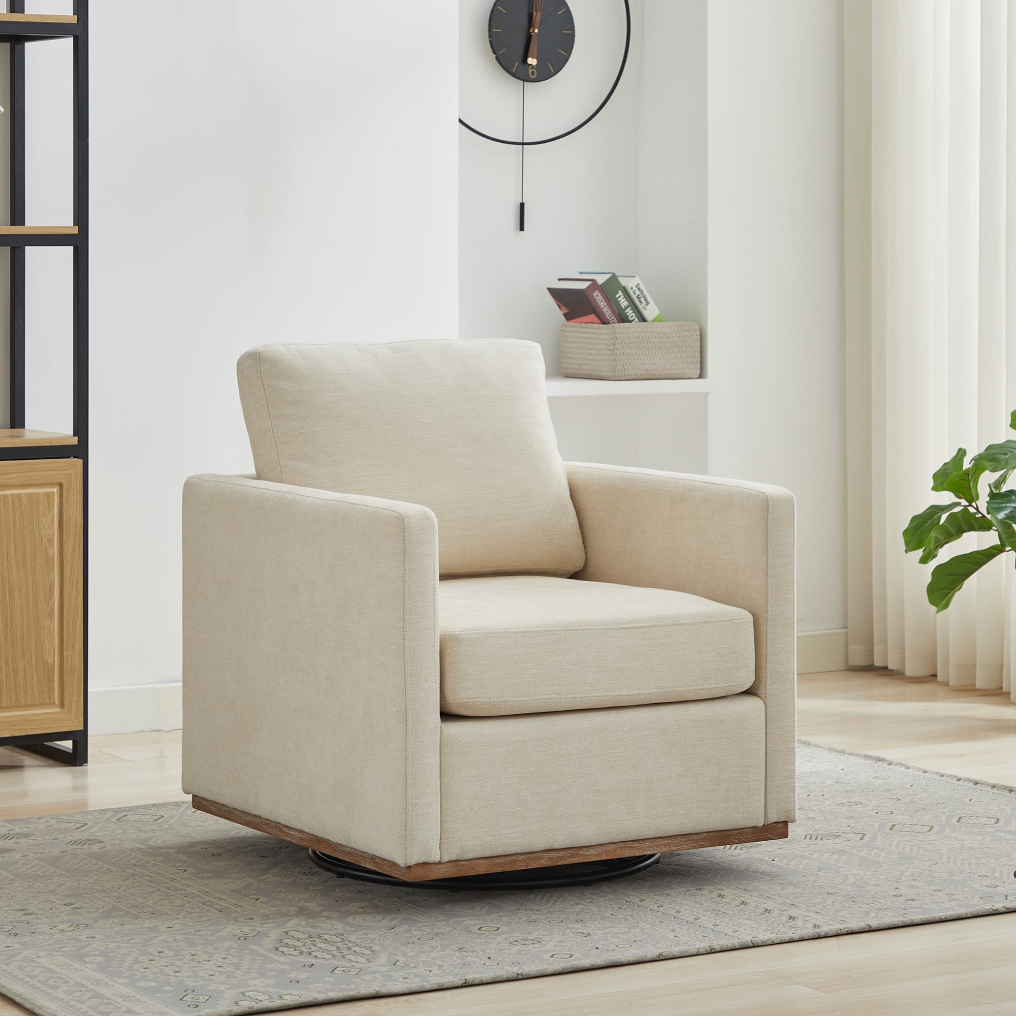 30.7" Square Swivel Accent Chair Chenille Upholstered Armchair