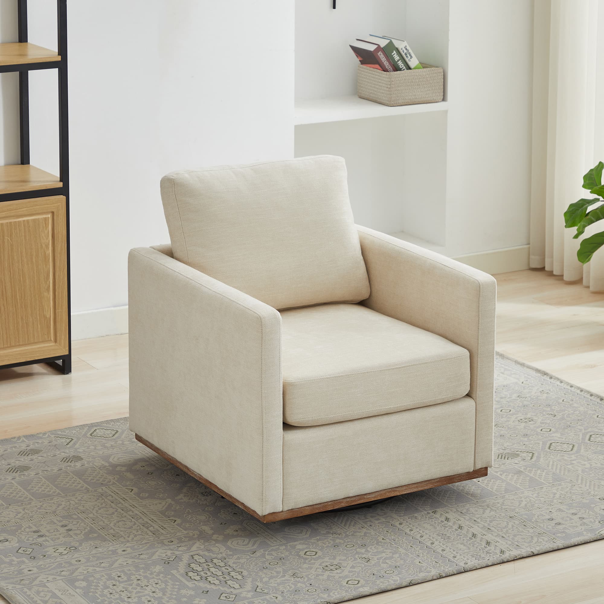 30.7" Square Swivel Accent Chair Chenille Upholstered Armchair