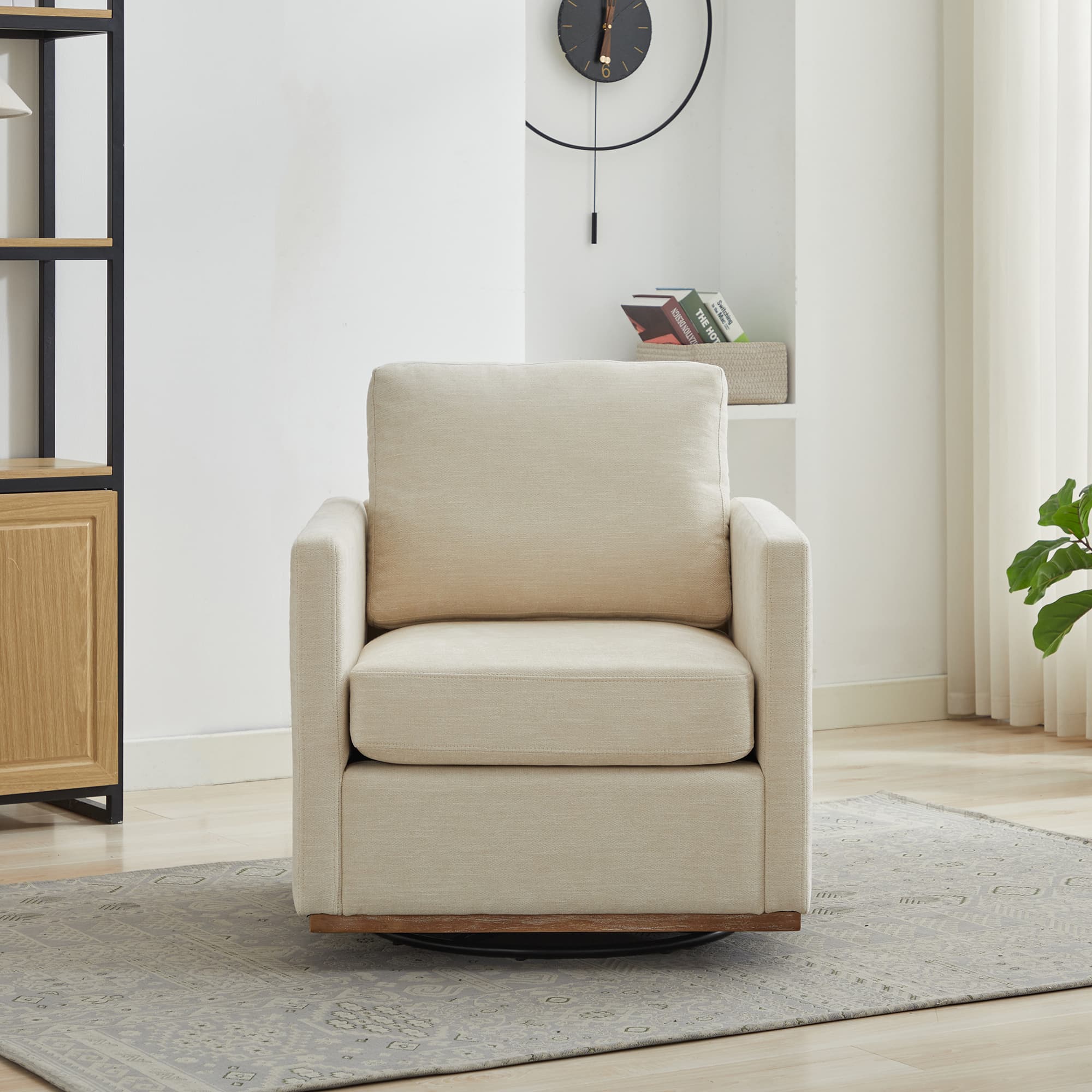 30.7" Square Swivel Accent Chair Chenille Upholstered Armchair
