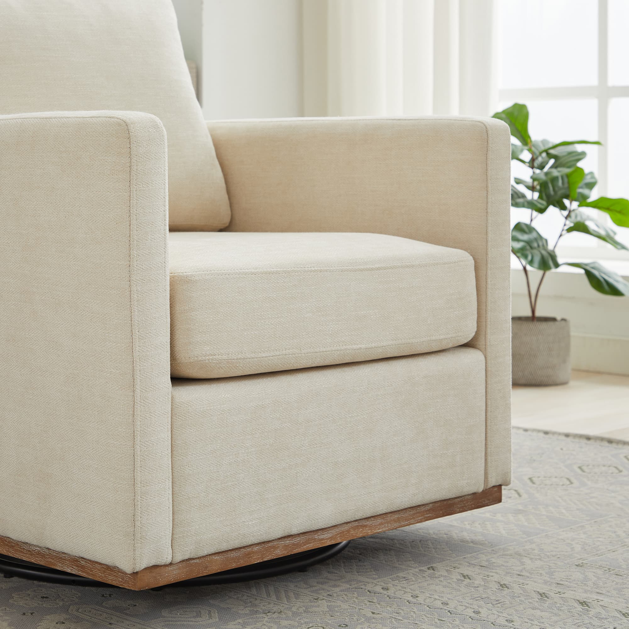 30.7" Square Swivel Accent Chair Chenille Upholstered Armchair