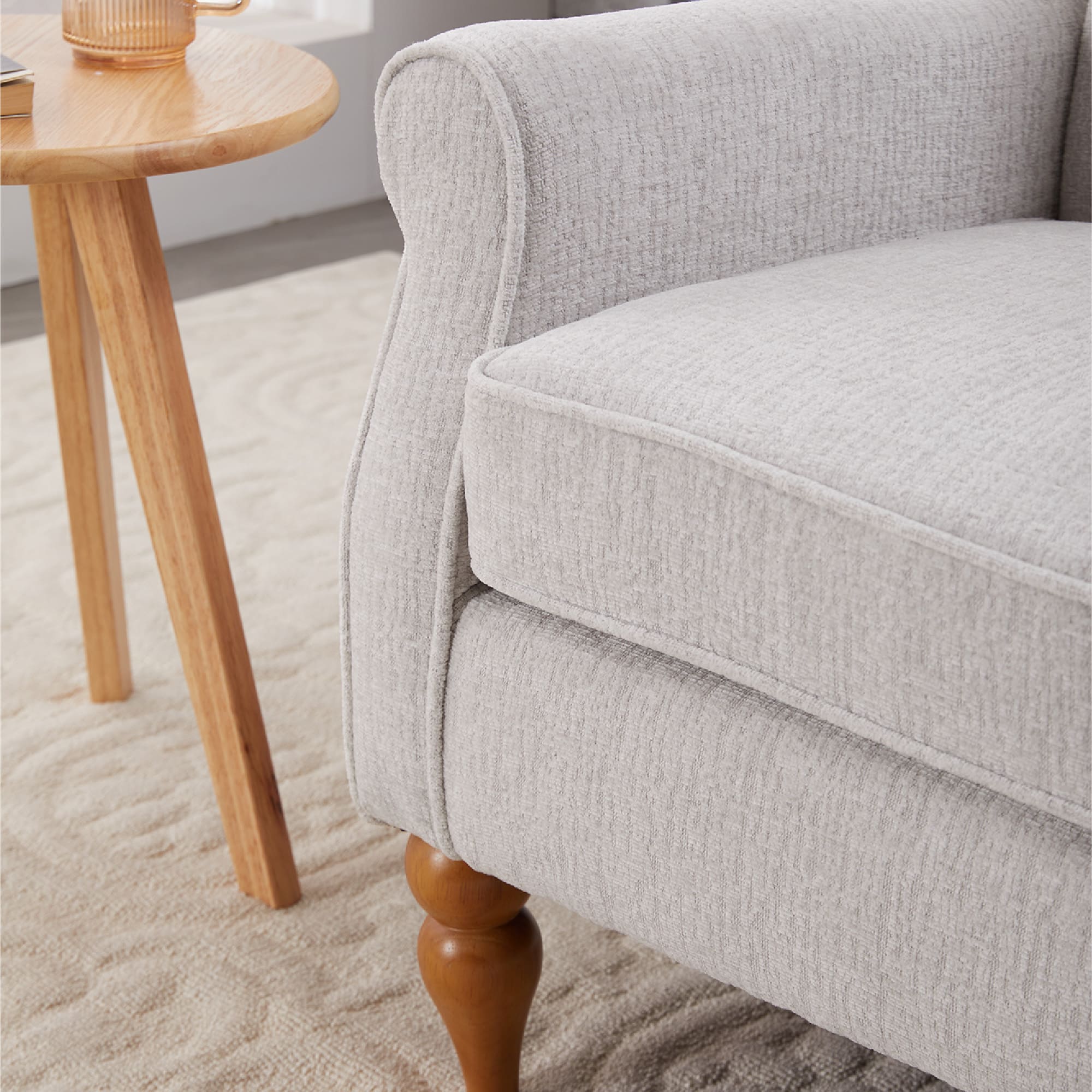 Traditional Beige High Back Armchair & Coffee Table Set