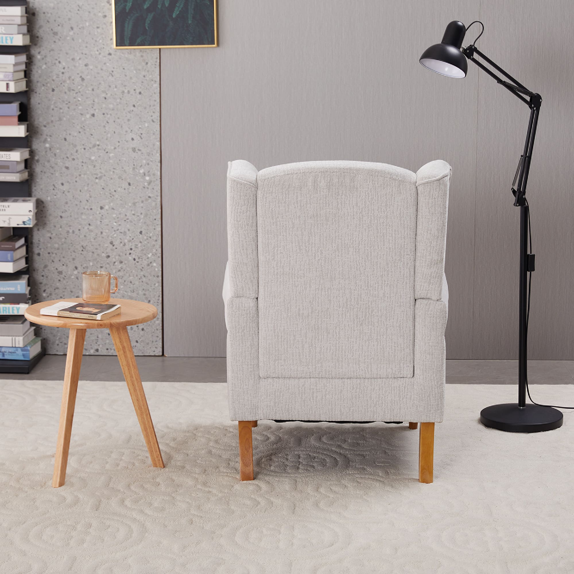 Traditional Beige High Back Armchair & Coffee Table Set