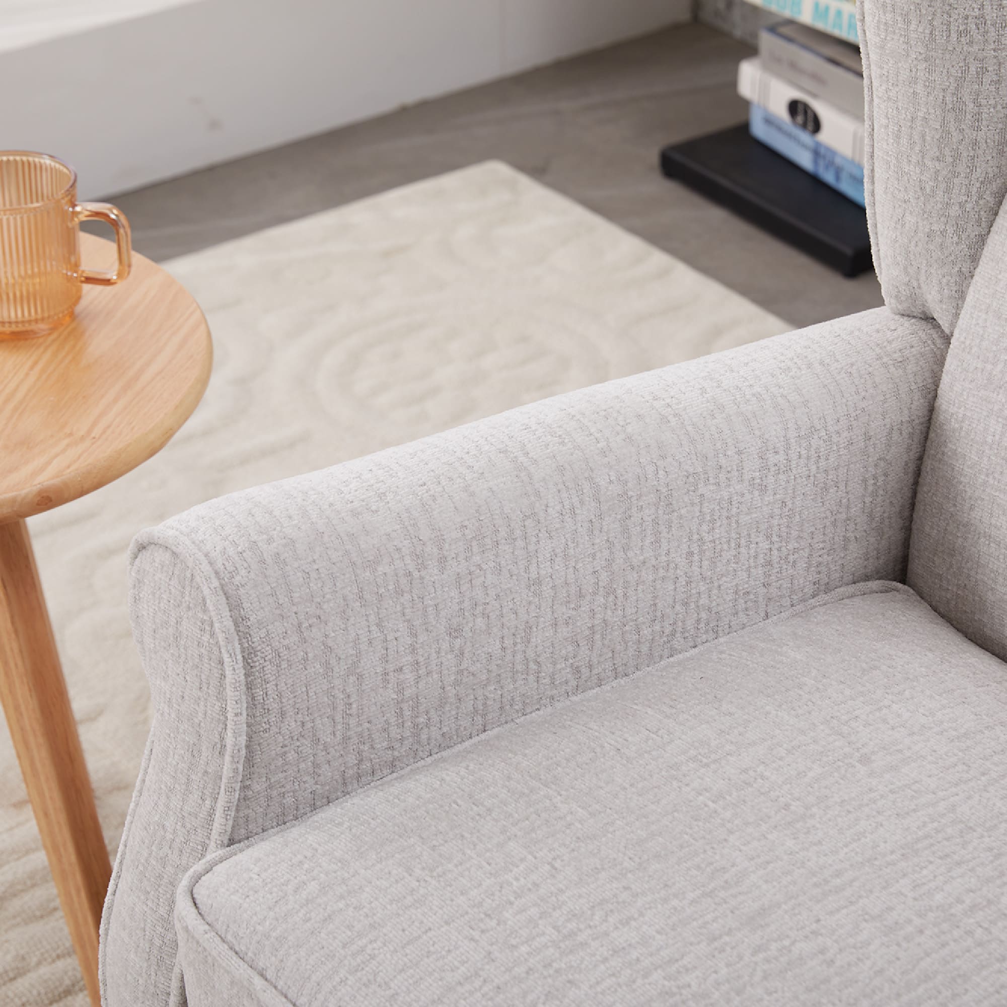 Traditional Beige High Back Armchair & Coffee Table Set