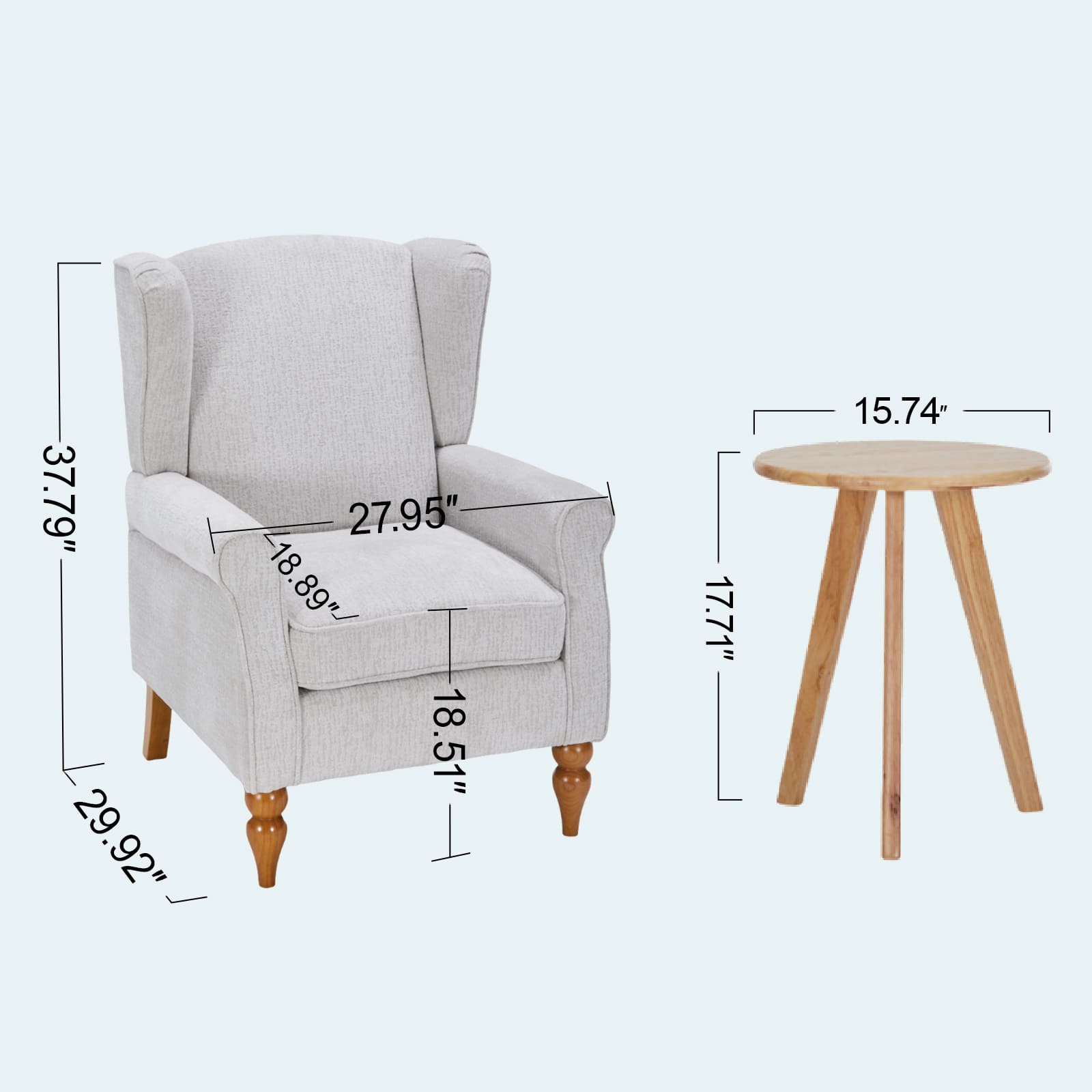 Traditional Beige High Back Armchair & Coffee Table Set