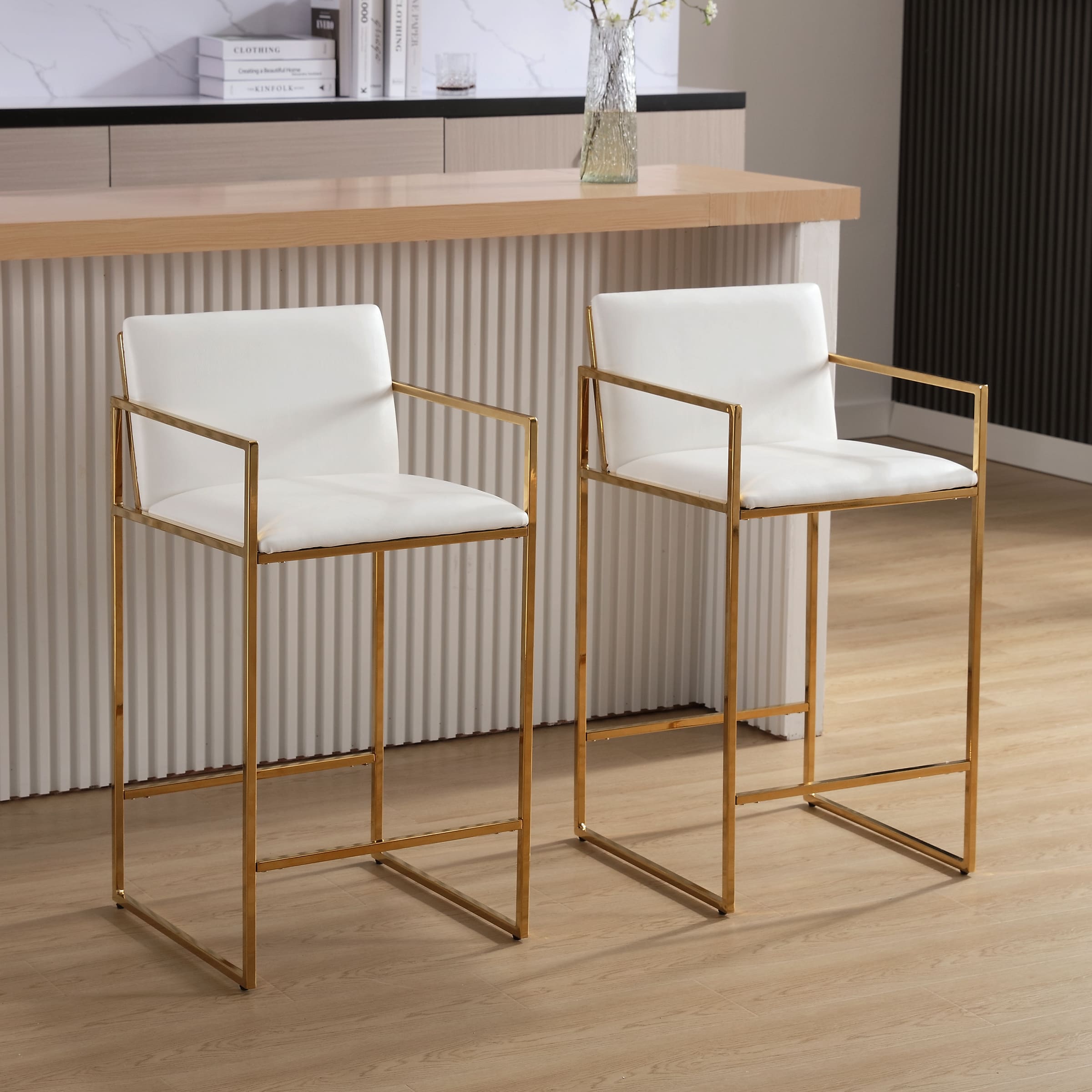 VESCASA 25.5"H Metal Legs Counter Stools Set of 2 - 22226CS