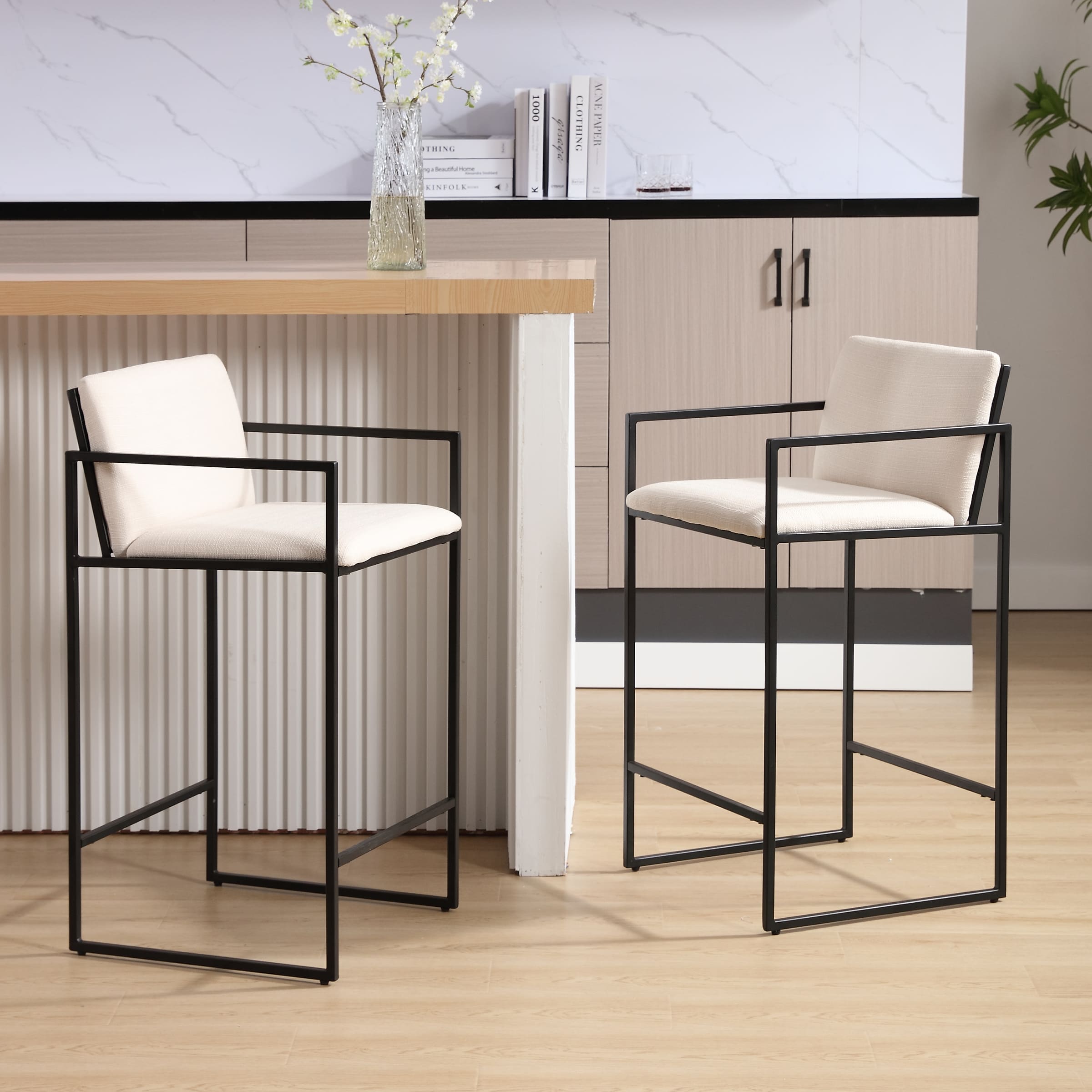 VESCASA 25.5"H Metal Legs Counter Stools Set of 2 - 22226CS