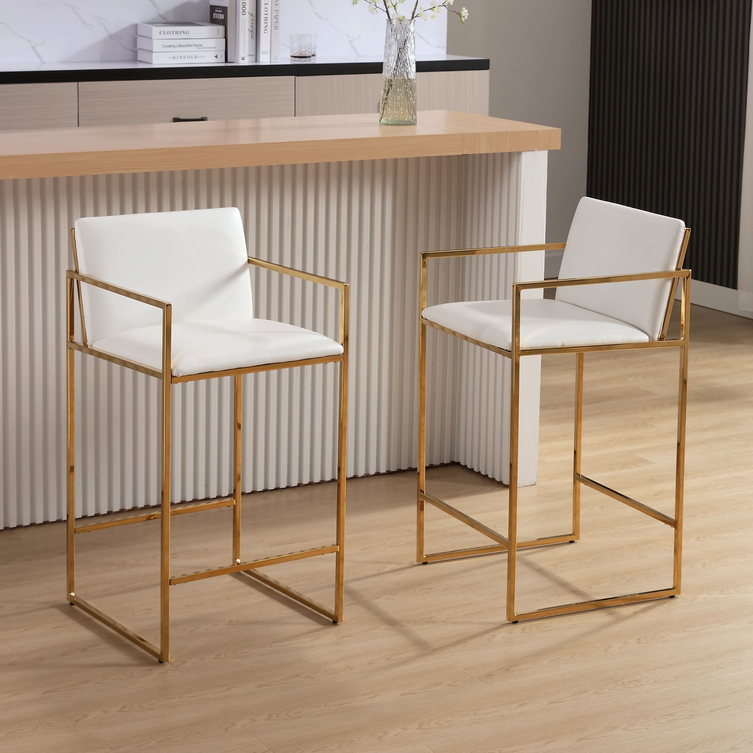 VESCASA 25.5"H Metal Legs Counter Stools Set of 2 - 22226CS