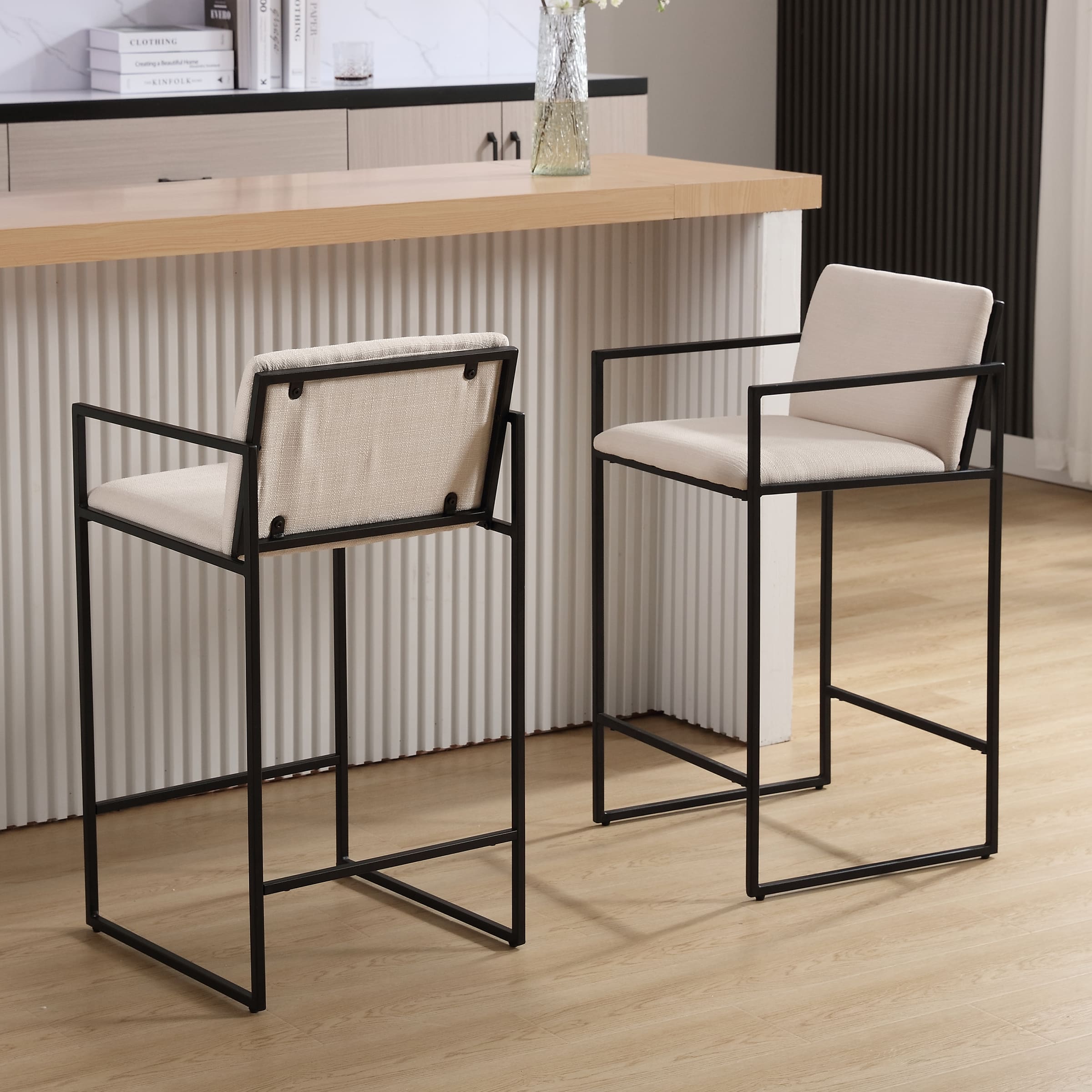 VESCASA 25.5"H Metal Legs Counter Stools Set of 2 - 22226CS